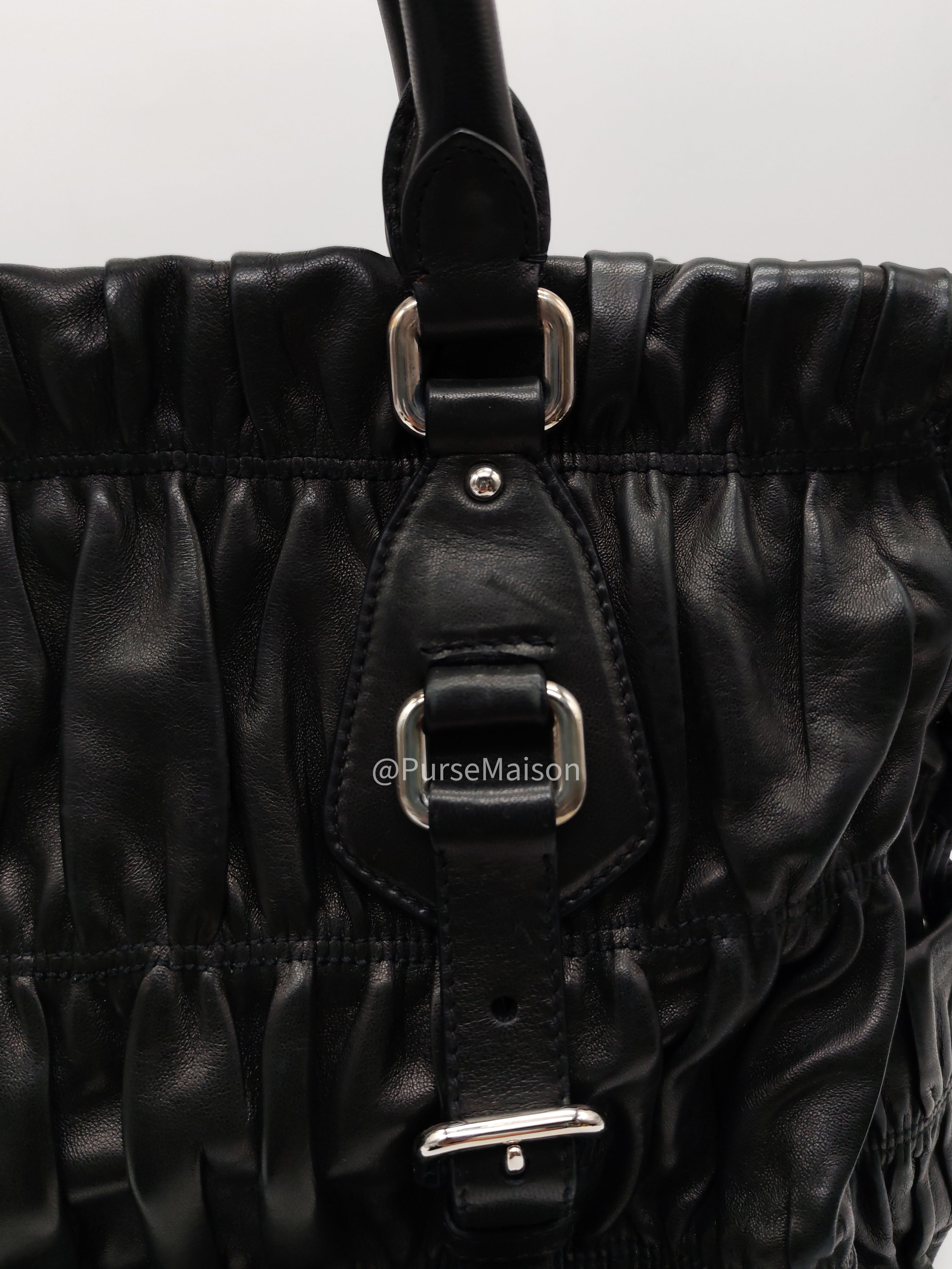 Prada Nappa in Black Gaufre Leather Shoulder Bag