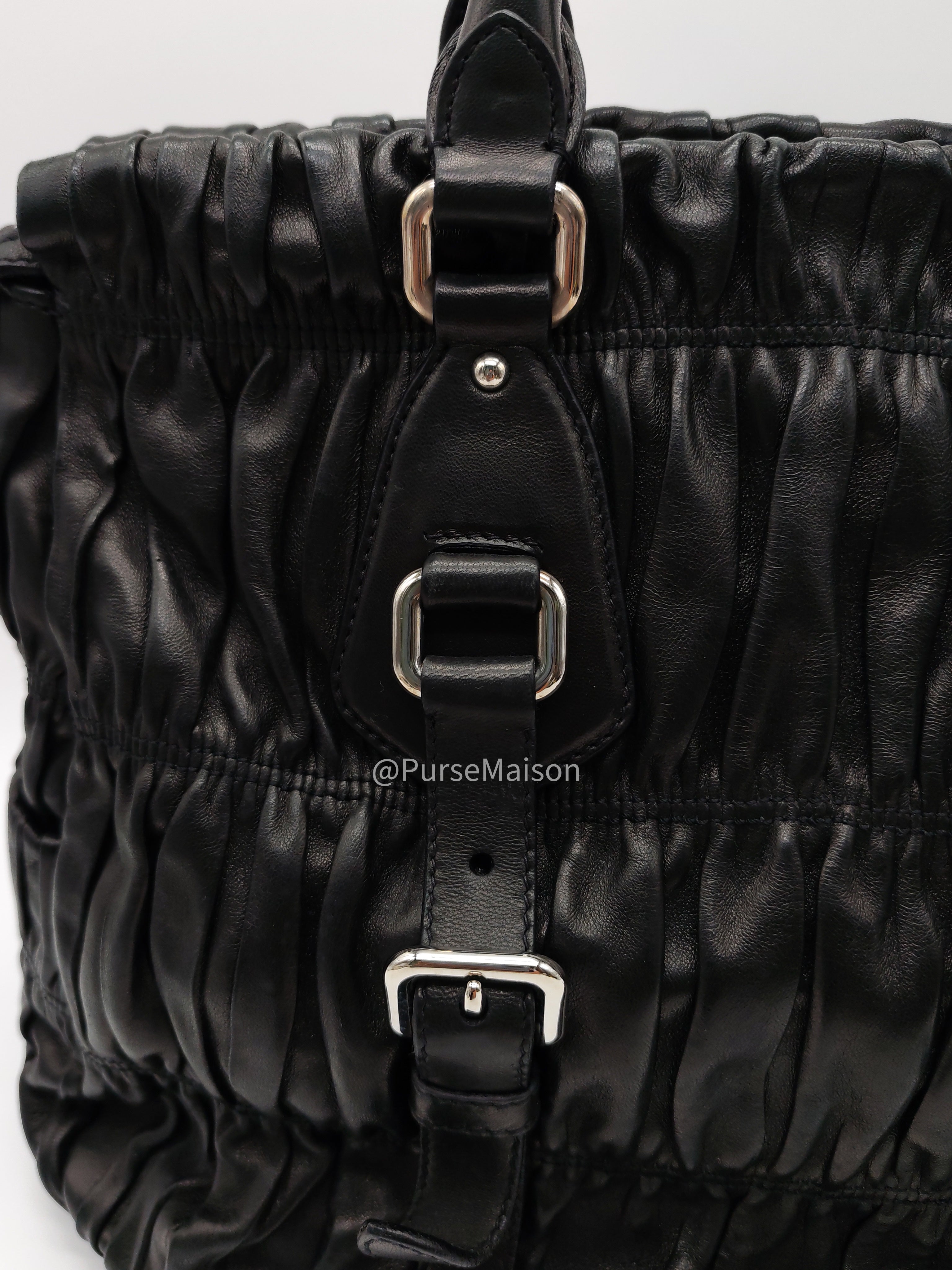 Prada Nappa in Black Gaufre Leather Shoulder Bag