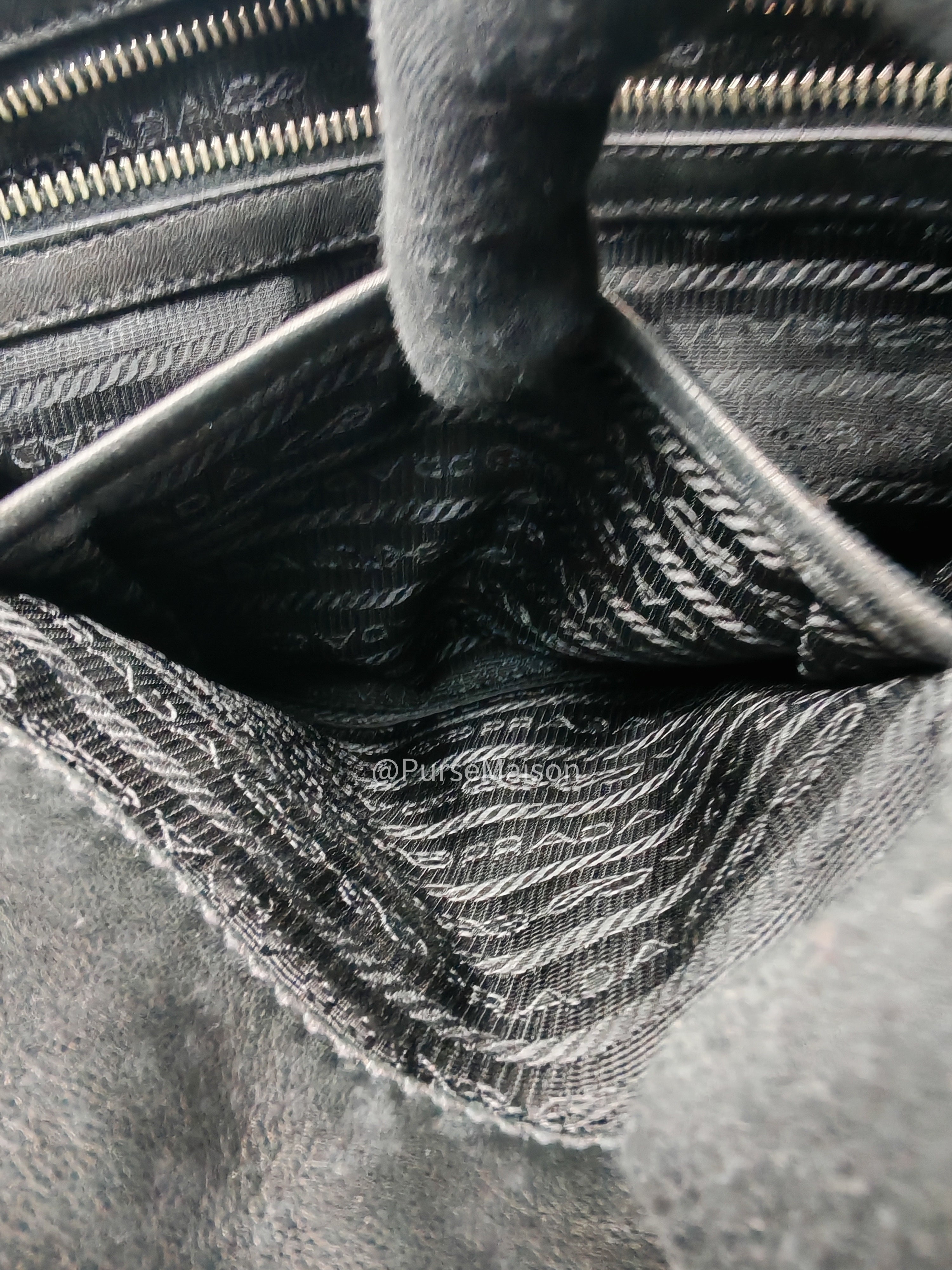 Prada Nappa in Black Gaufre Leather Shoulder Bag