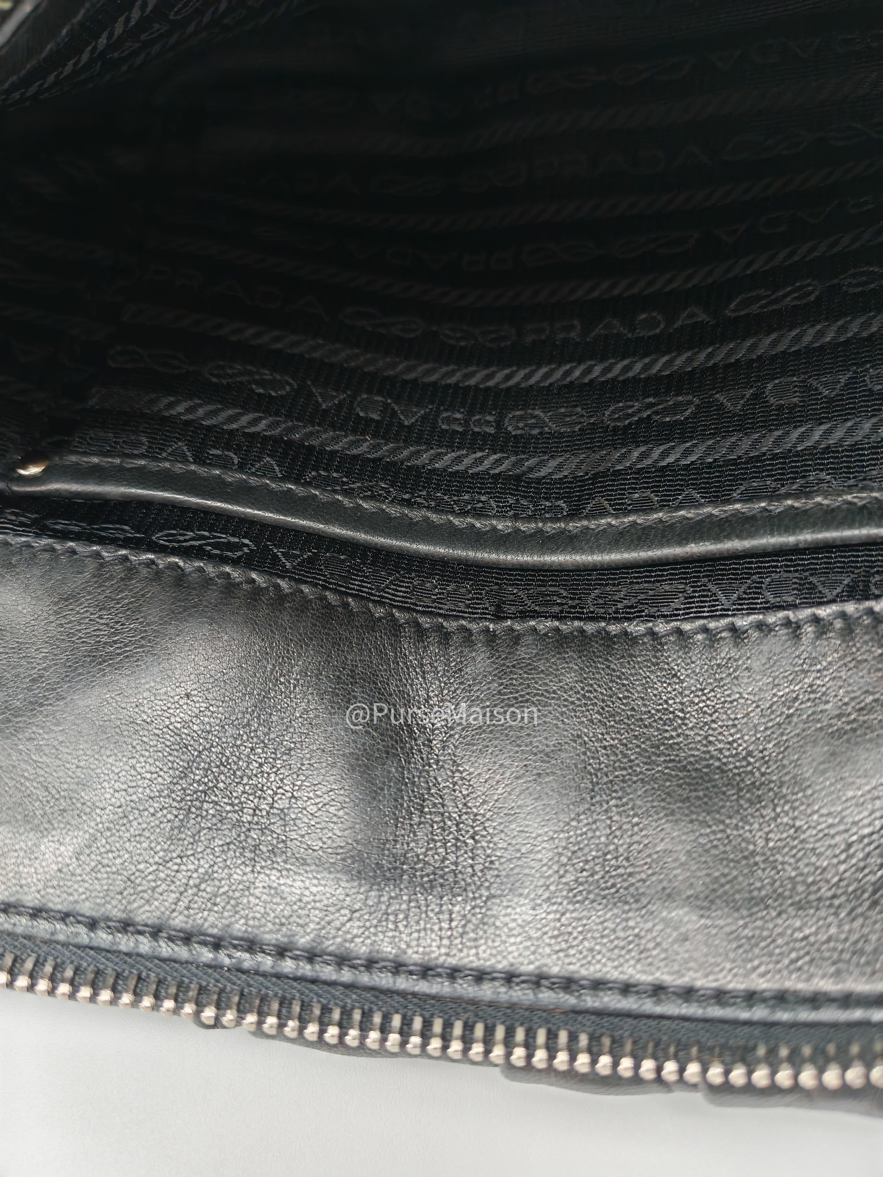 Prada Nappa in Black Gaufre Leather Shoulder Bag