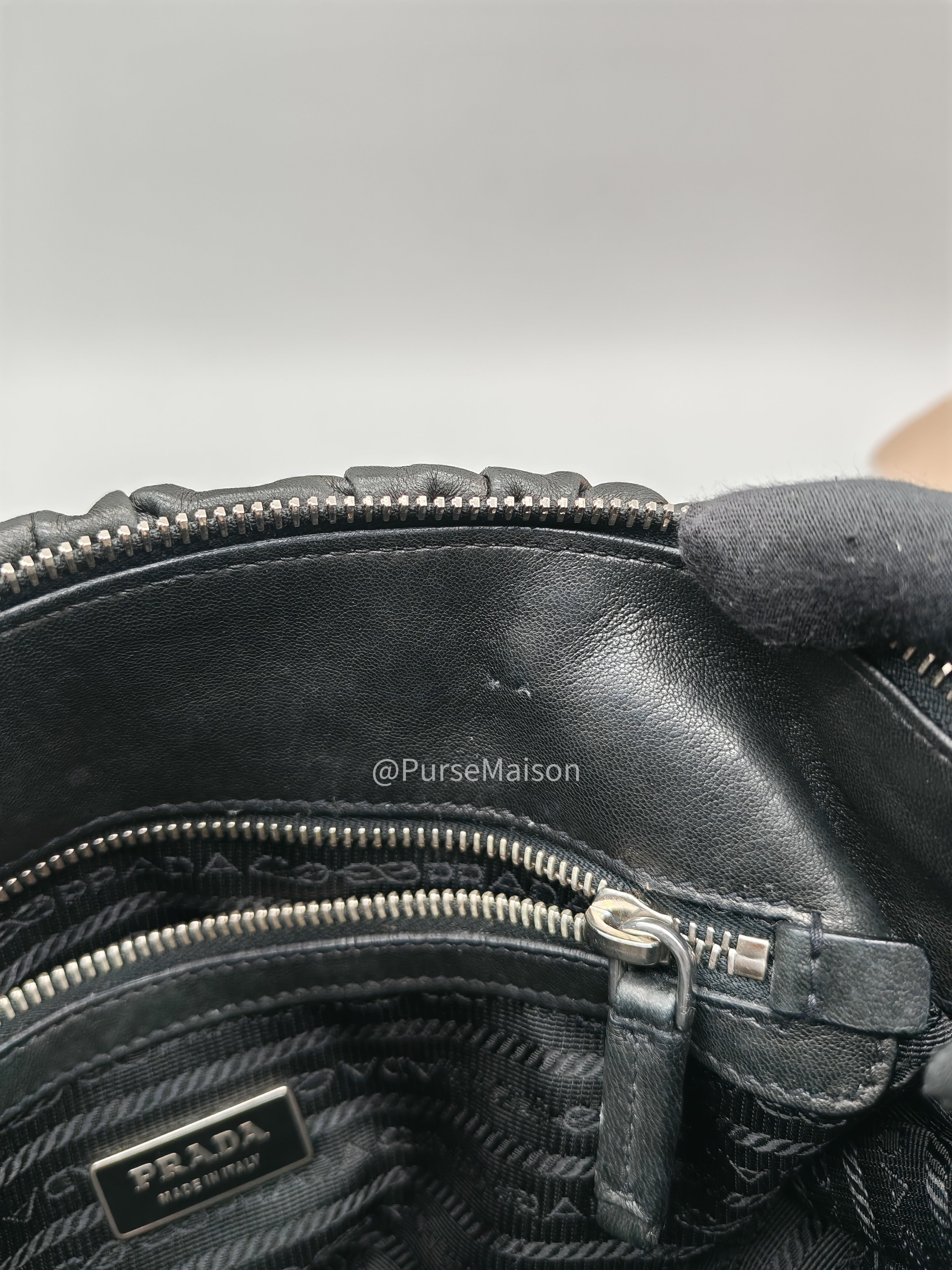 Prada Nappa in Black Gaufre Leather Shoulder Bag