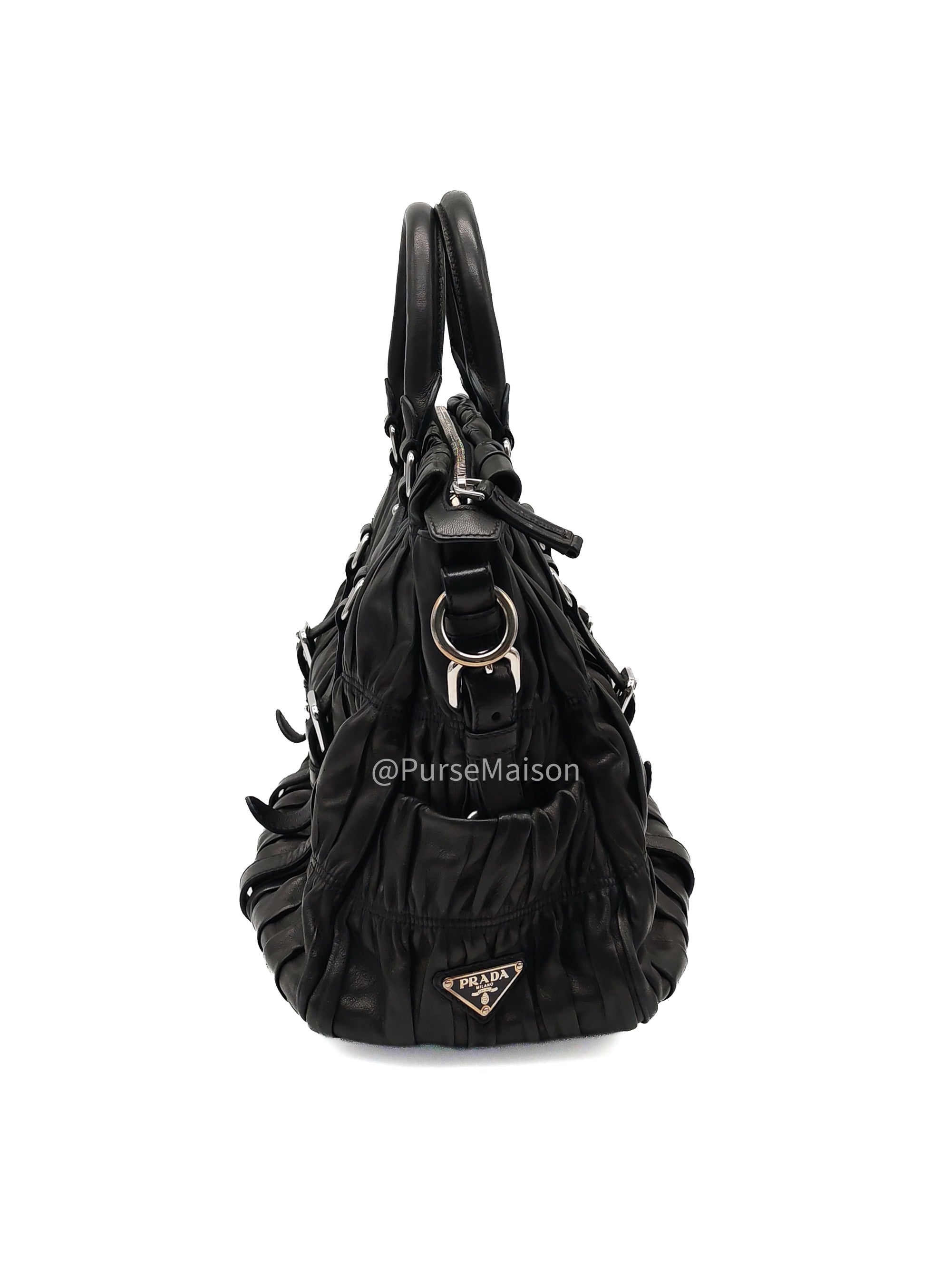 Prada Nappa in Black Gaufre Leather Shoulder Bag