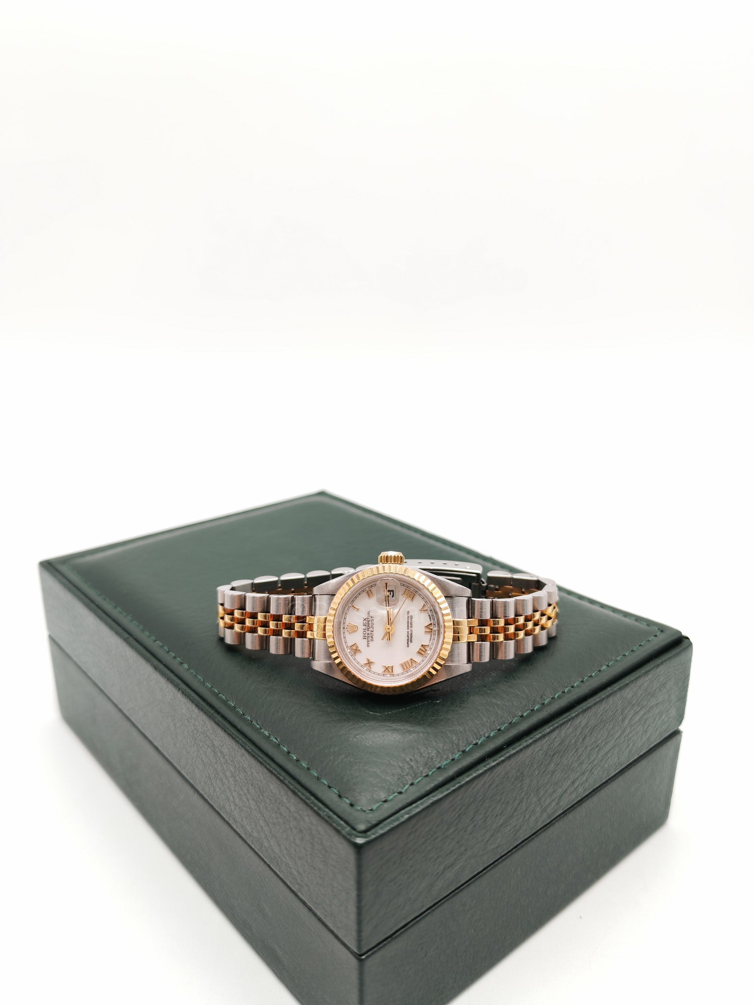 Rolex Oyster Perpetual Datejust White Roman Numeral Dial Two Tone Jubilee Bracelet 26 mm Ref. No. 69173 (1996)