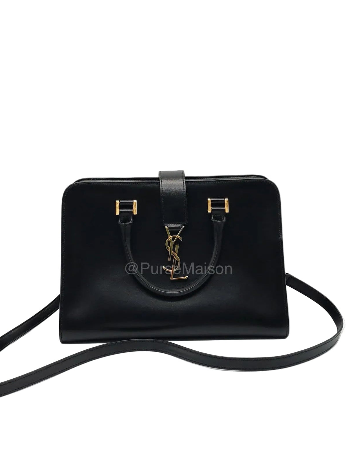 Saint Laurent Cabas Small Monogram in Black Smooth Calfskin Leather