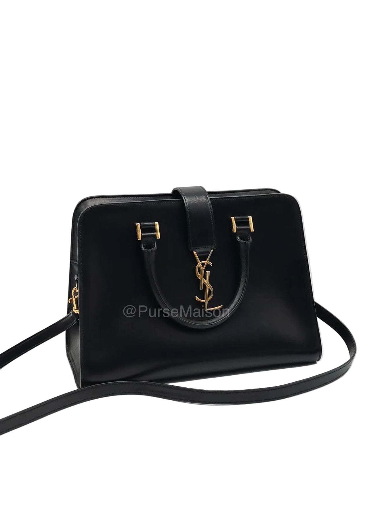 Saint Laurent Cabas Small Monogram in Black Smooth Calfskin Leather