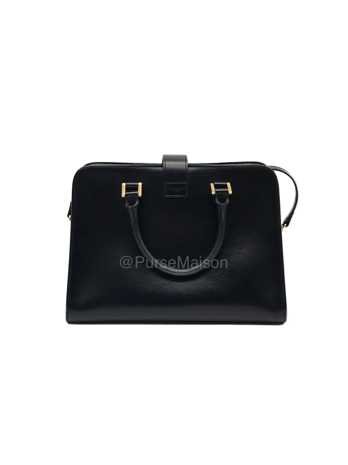 Saint Laurent Cabas Small Monogram in Black Smooth Calfskin Leather