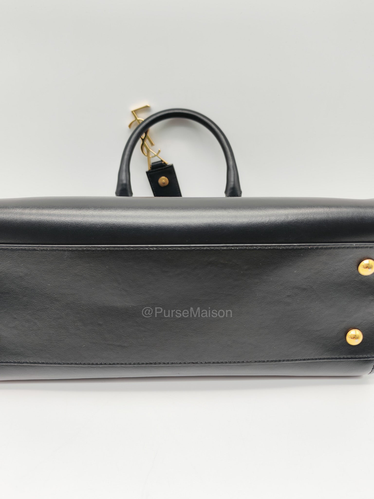 Saint Laurent Cabas Small Monogram in Black Smooth Calfskin Leather