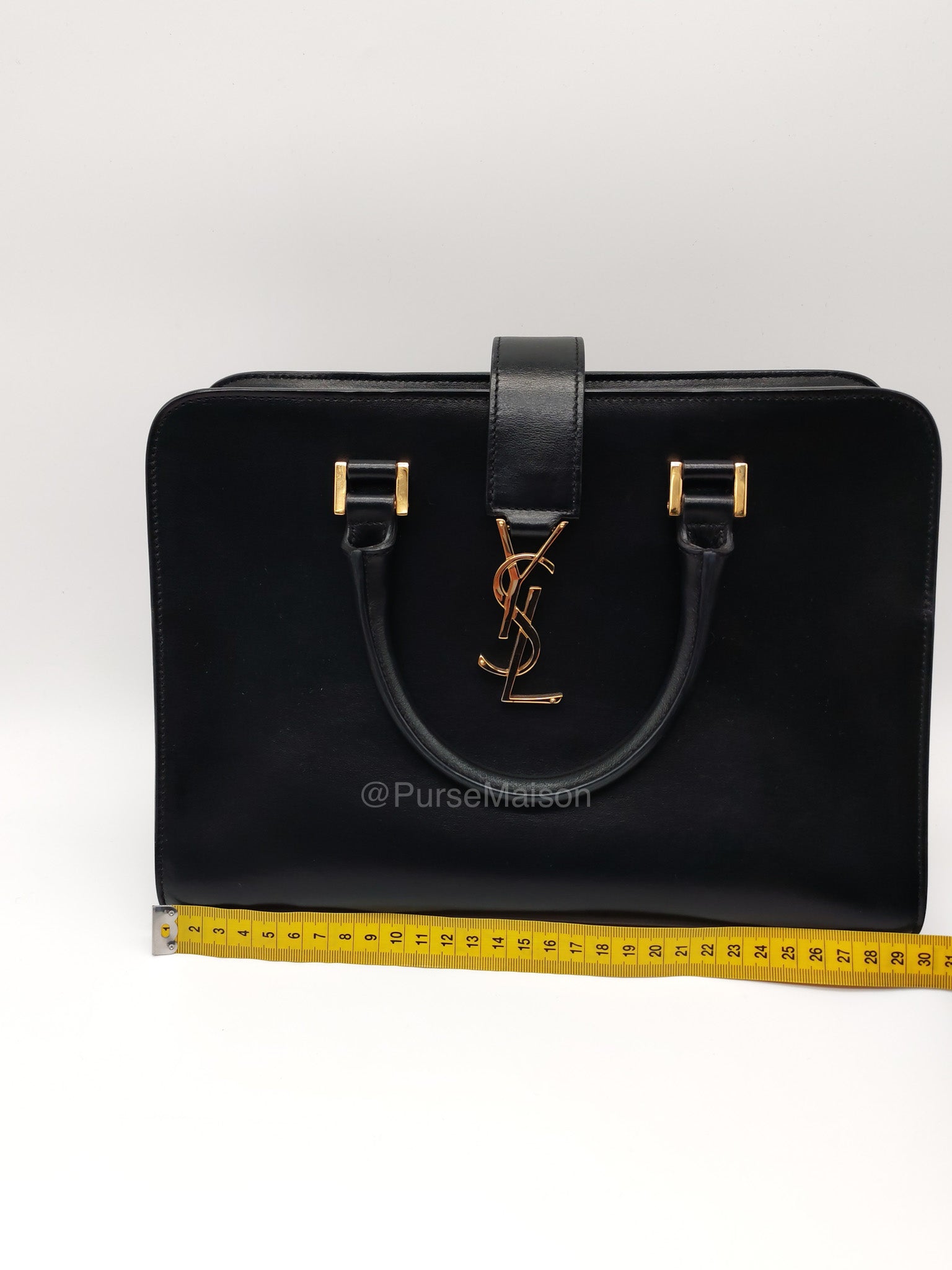 Saint Laurent Cabas Small Monogram in Black Smooth Calfskin Leather