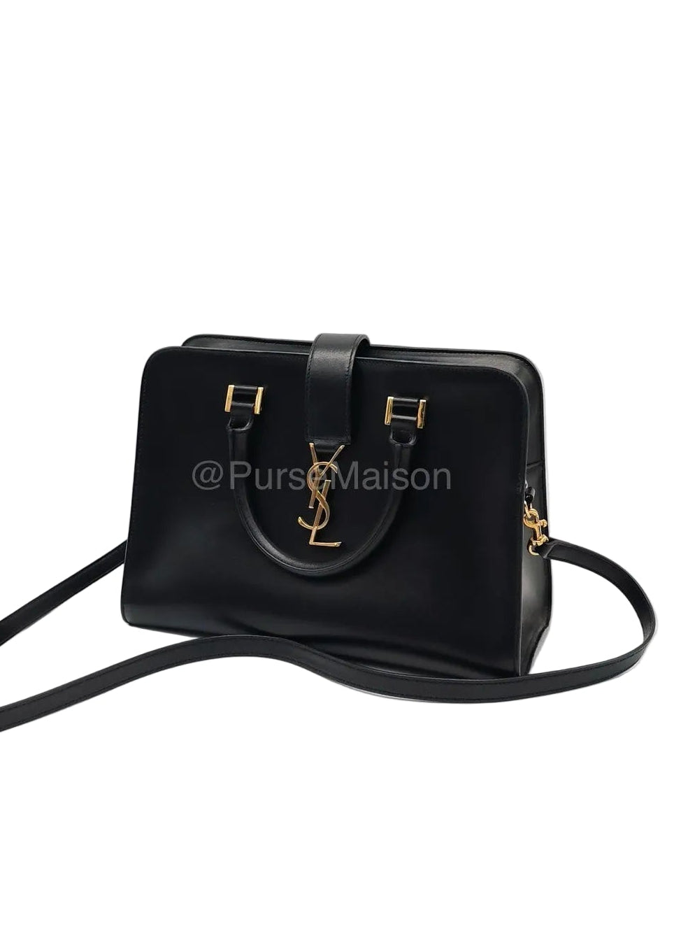 Saint Laurent Cabas Small Monogram in Black Smooth Calfskin Leather