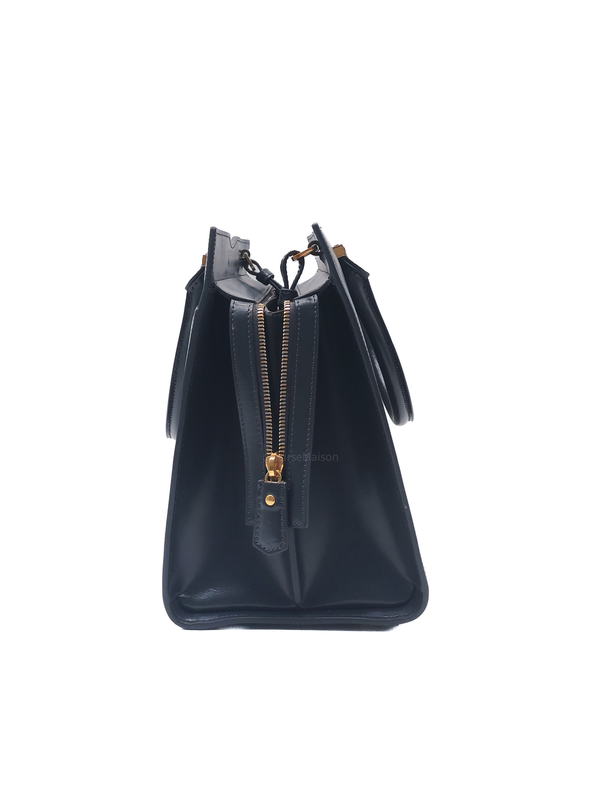 Yves Saint Laurent Uptown Tote Bag in Charcoal Calfskin Leather and Gold Hardware