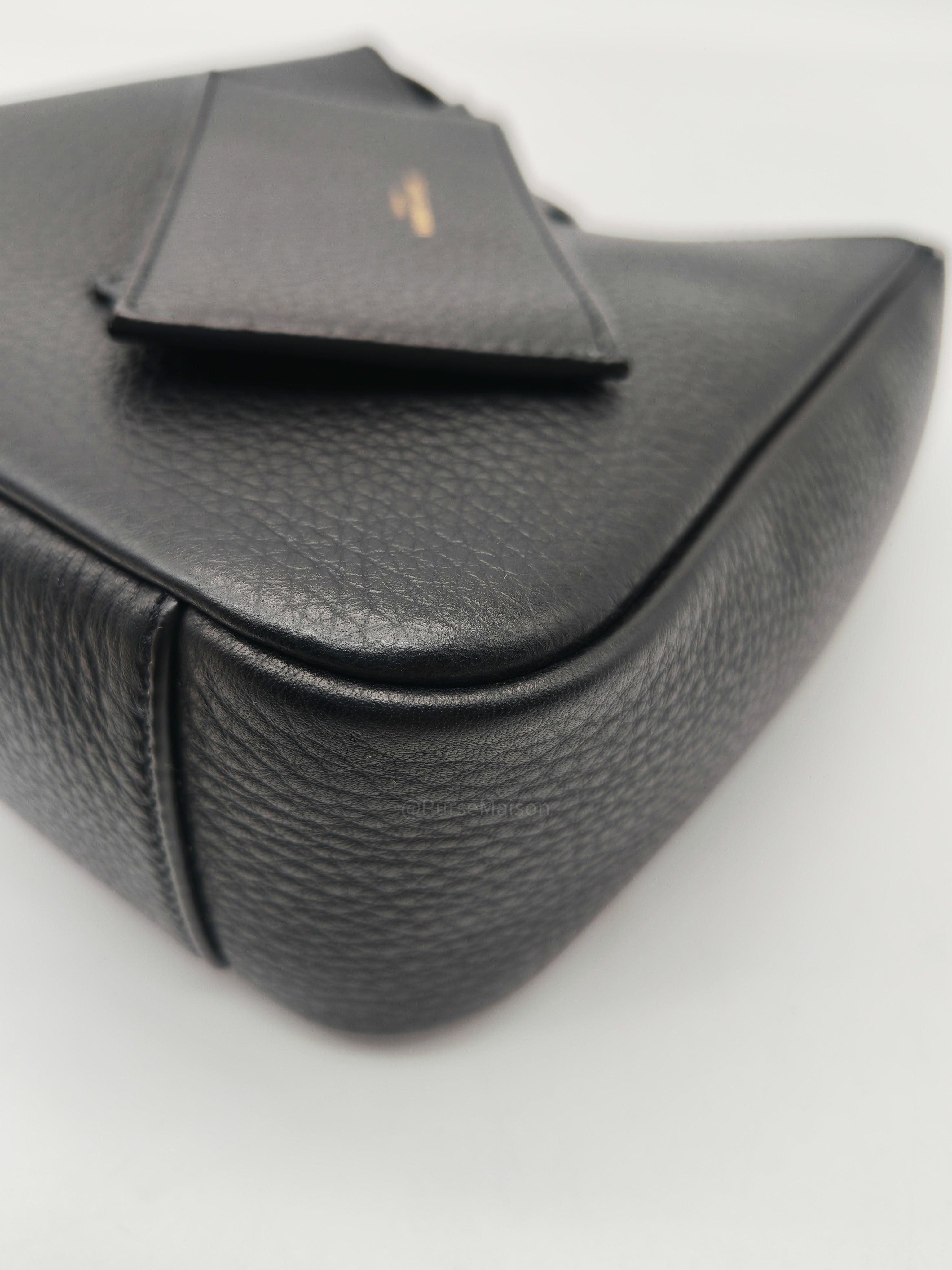 Saint Laurent Le 5 a 7 Supple Baby Hobo Bag in Black Grained Calfskin Leather