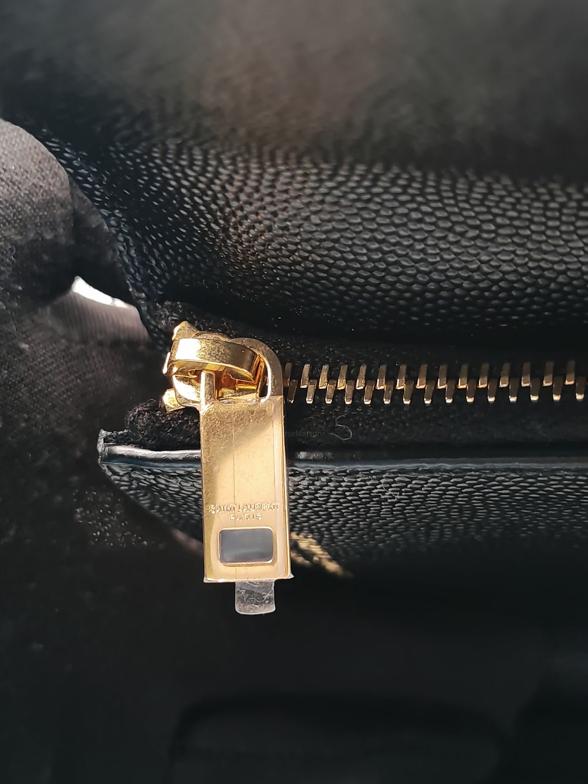 Yves Saint Laurent Envelope Tri-fold Wallet in Black Quilted Grained De Poudre Calfskin Leather and Gold Hardware