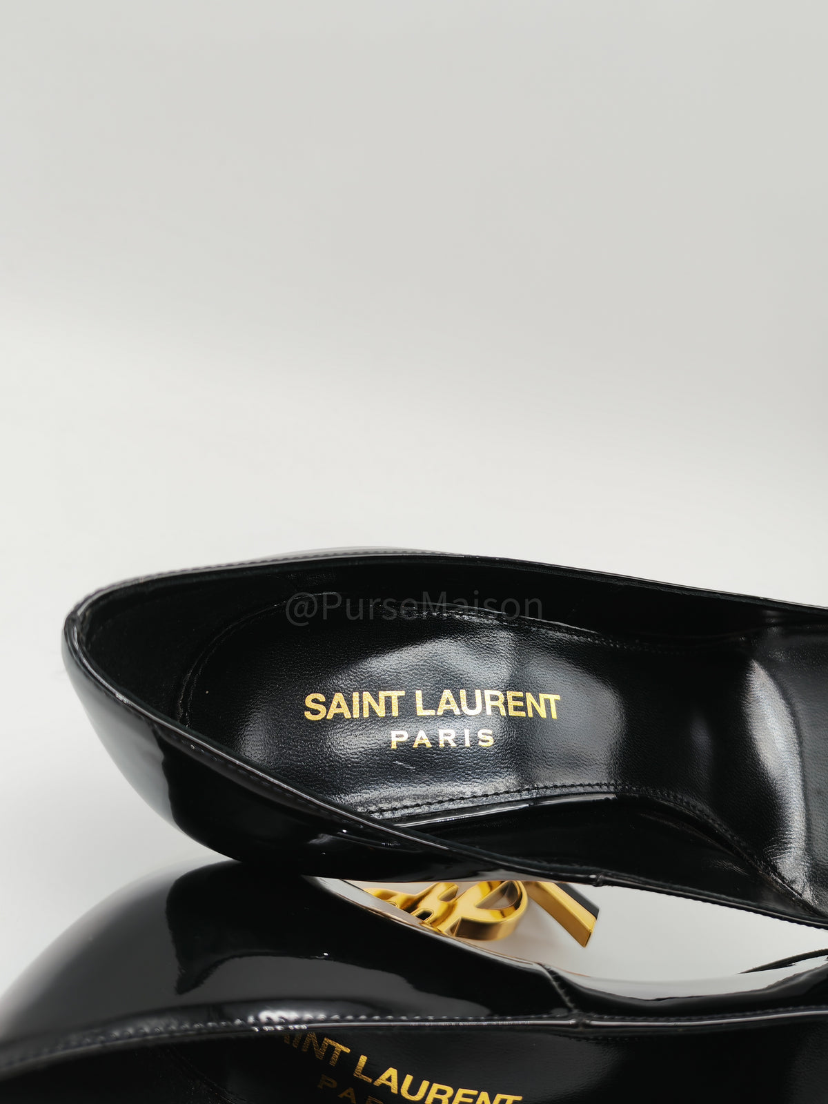 Yves Saint Laurent Opyum Pointed-Toe Pump in Black Patent Leather Size 36.5 EU (25 cm)
