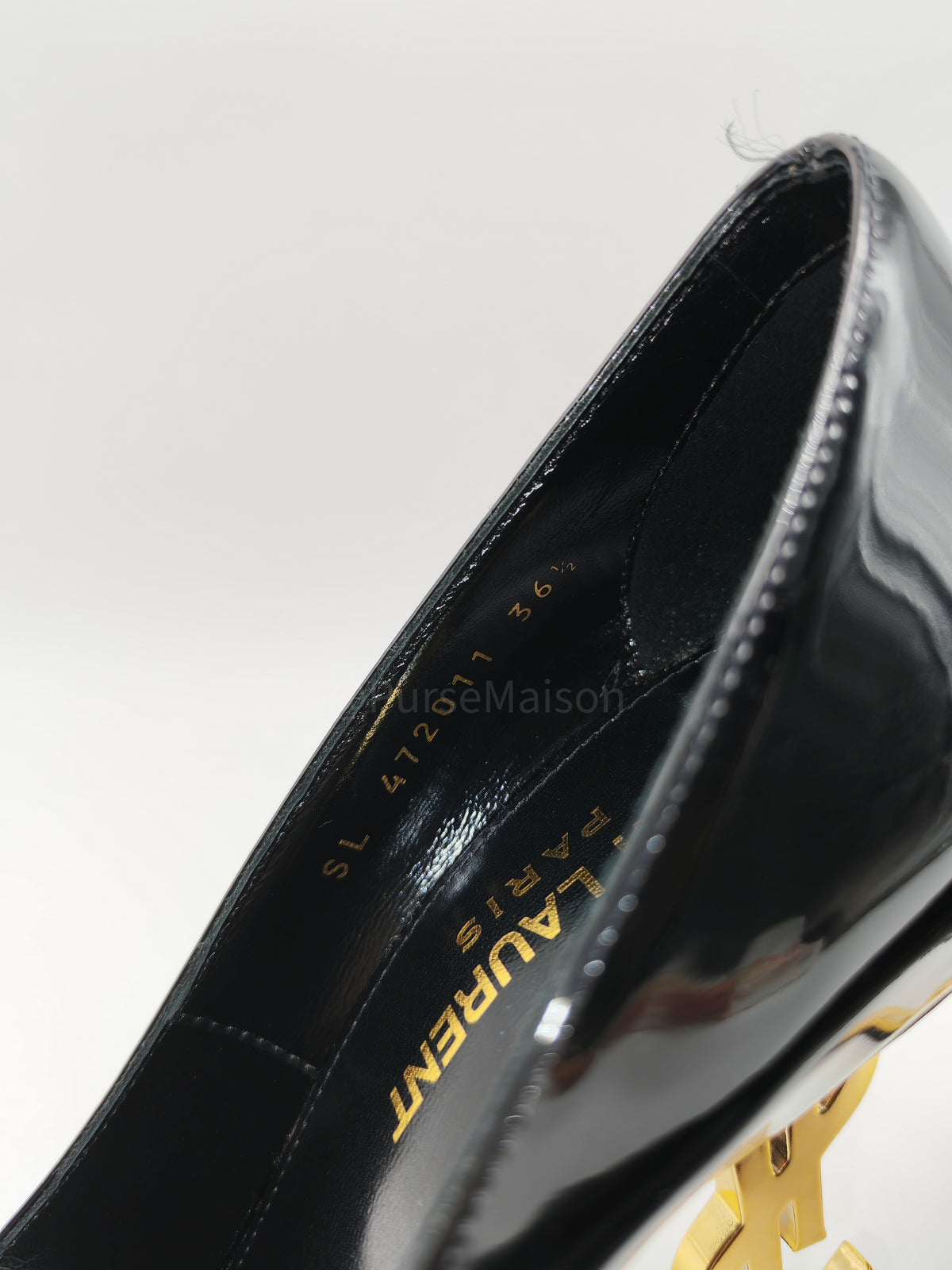 Yves Saint Laurent Opyum Pointed-Toe Pump in Black Patent Leather Size 36.5 EU (25 cm)