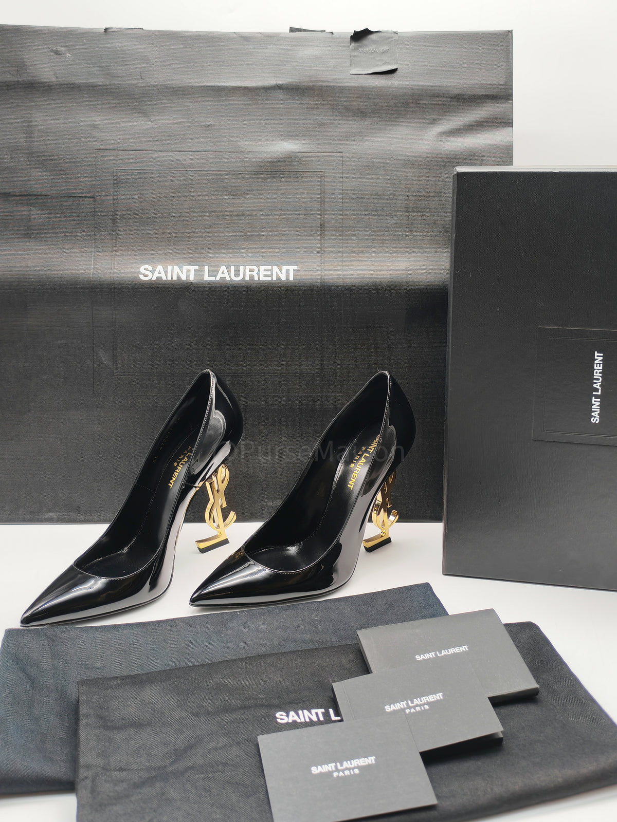 Yves Saint Laurent Opyum Pointed-Toe Pump in Black Patent Leather Size 36.5 EU (25 cm)