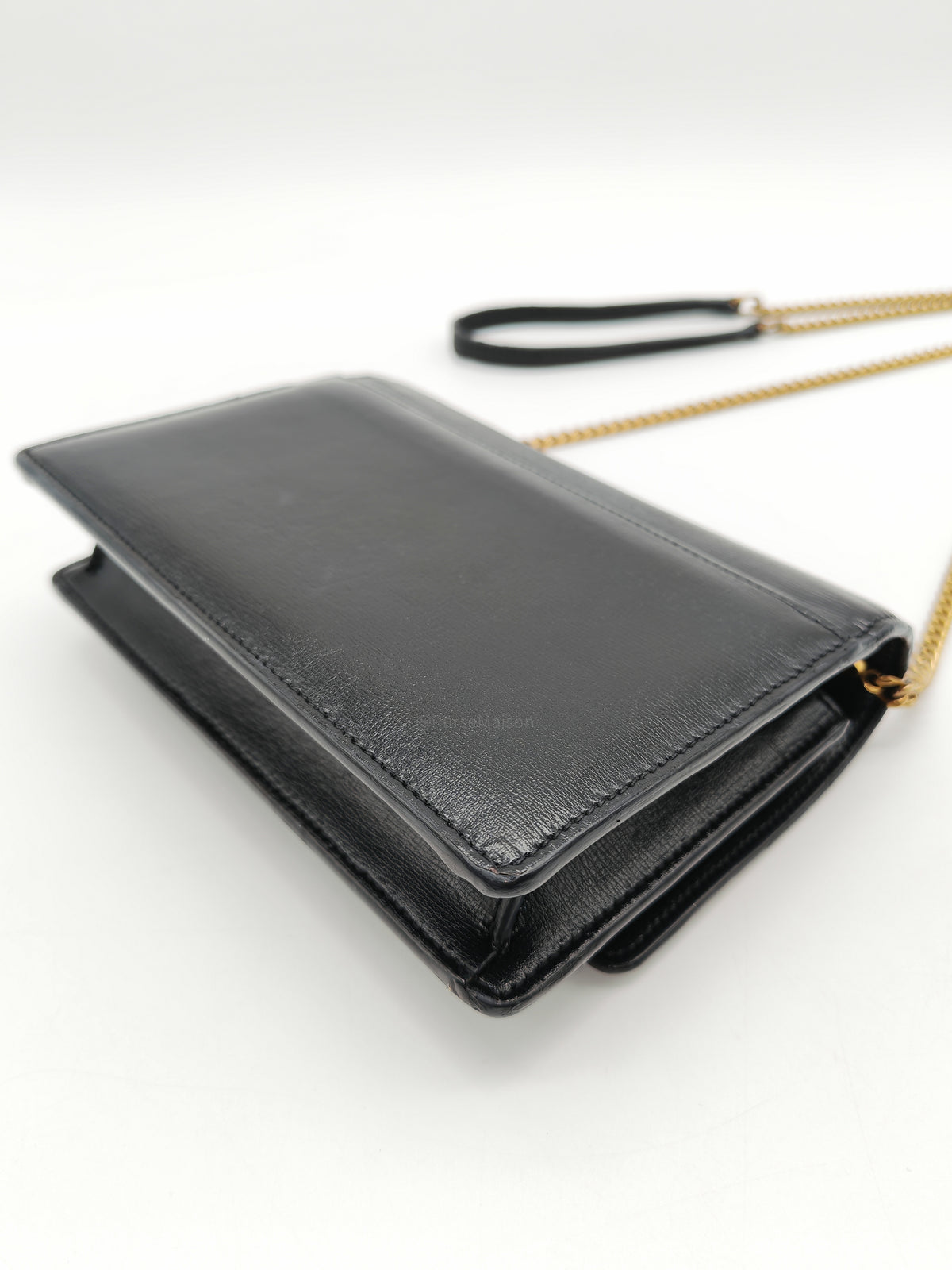 Yves Saint Laurent Sunset Mini Top Handle Bag in Black Calfskin Leather and Gold Hardware