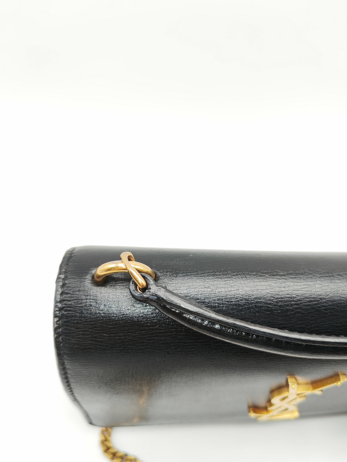 Yves Saint Laurent Sunset Mini Top Handle Bag in Black Calfskin Leather and Gold Hardware