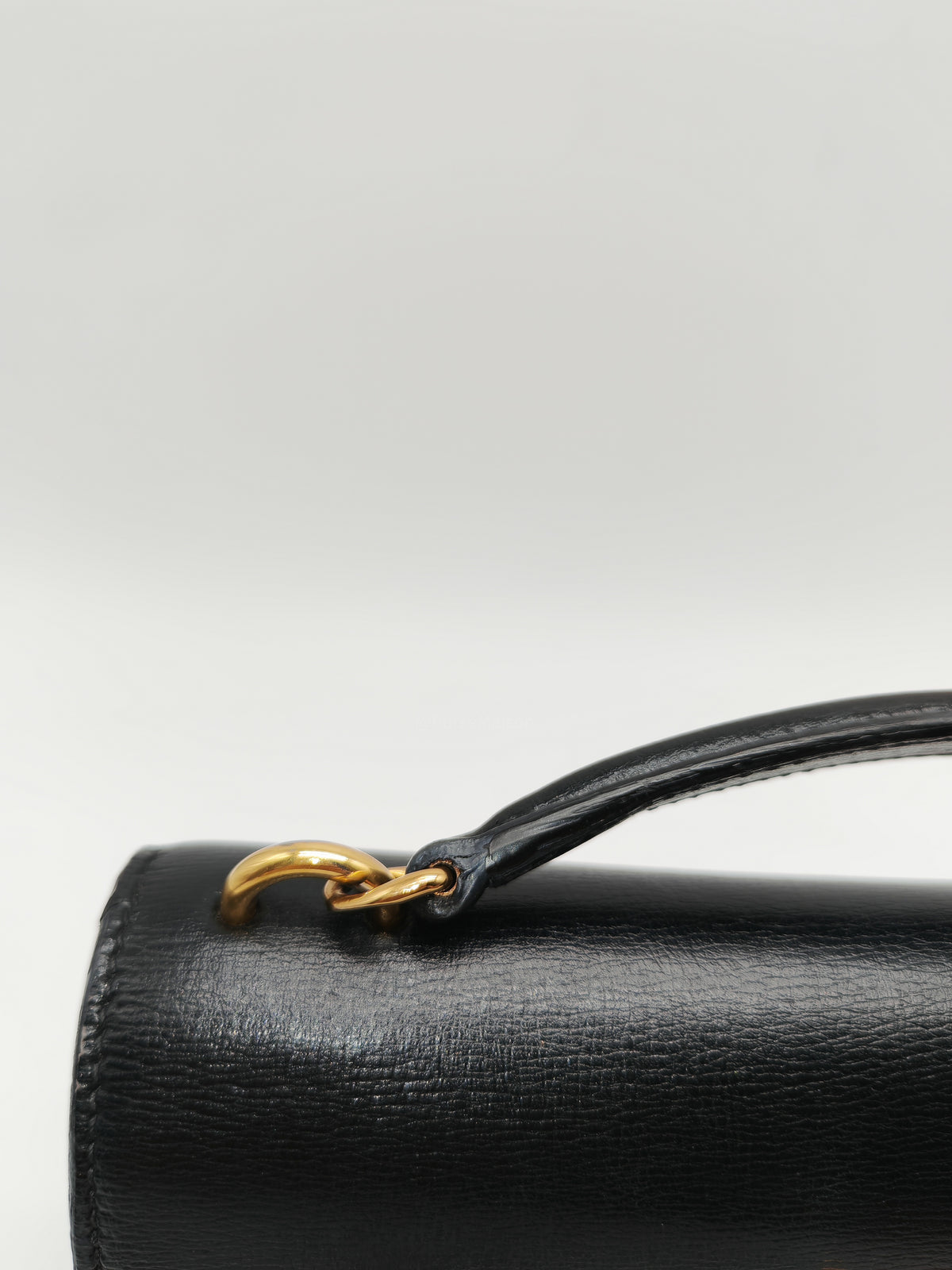 Yves Saint Laurent Sunset Mini Top Handle Bag in Black Calfskin Leather and Gold Hardware