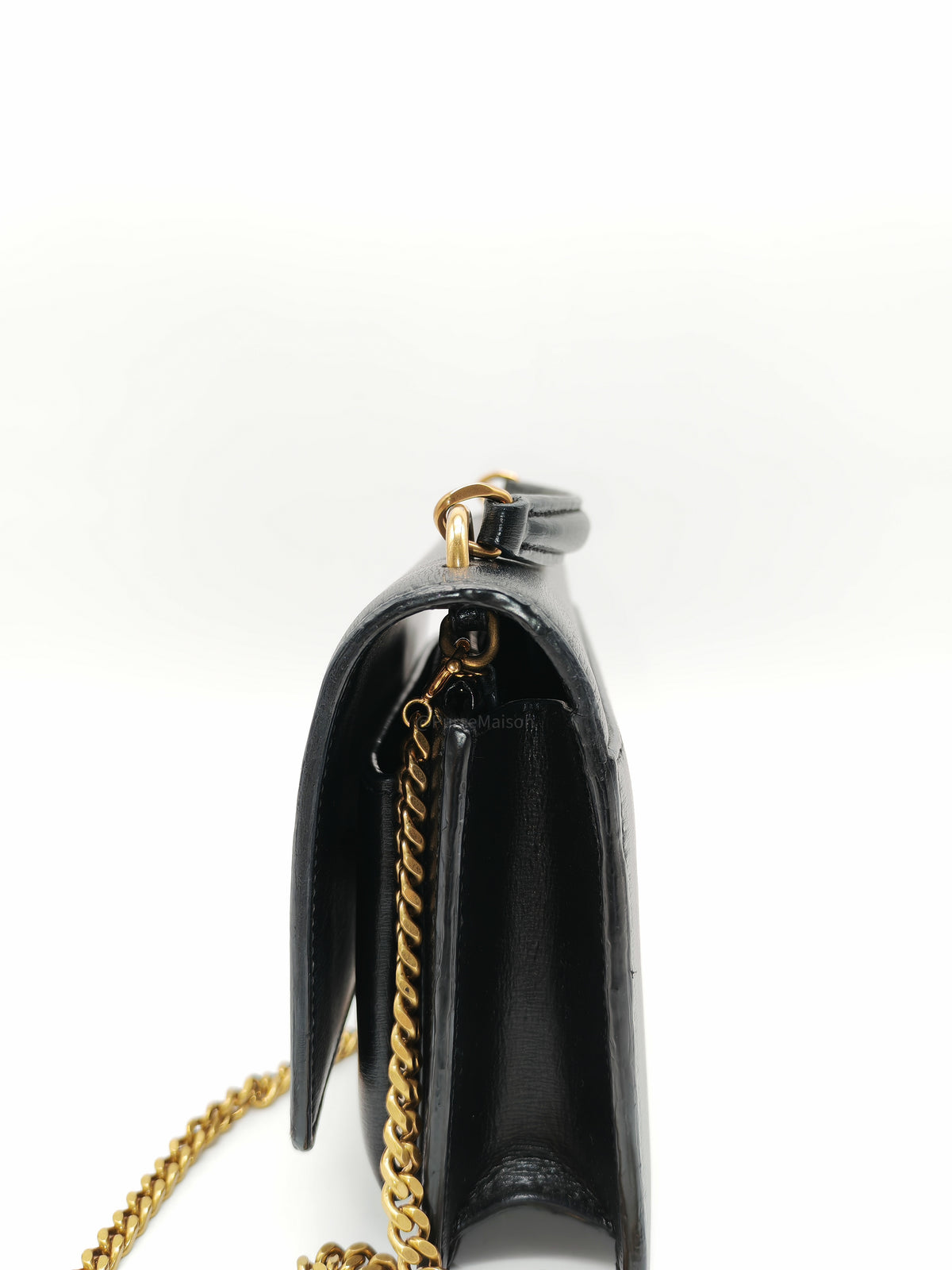Yves Saint Laurent Sunset Mini Top Handle Bag in Black Calfskin Leather and Gold Hardware