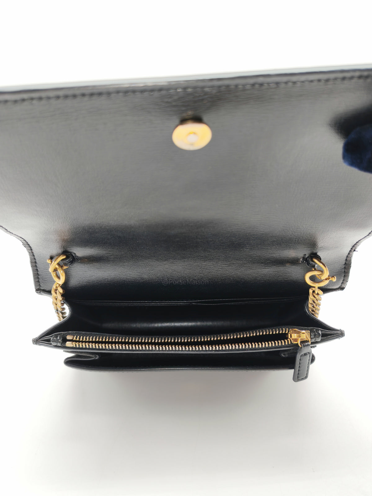Yves Saint Laurent Sunset Mini Top Handle Bag in Black Calfskin Leather and Gold Hardware