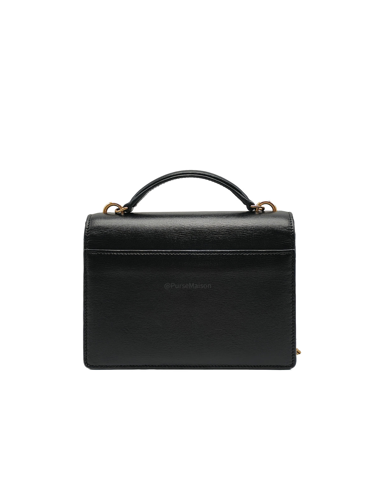 Yves Saint Laurent Sunset Mini Top Handle Bag in Black Calfskin Leather and Gold Hardware