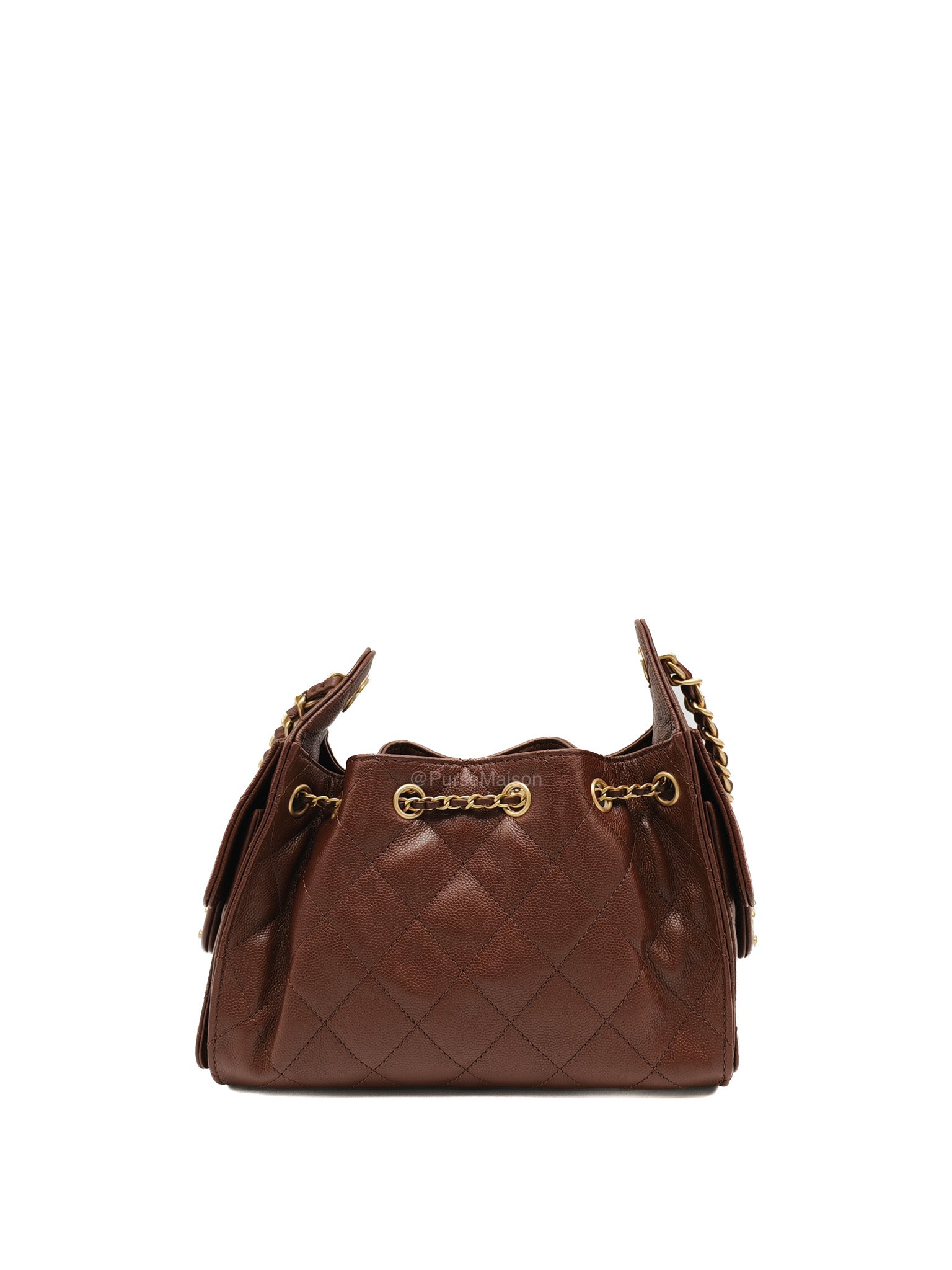 Chanel 25 Mini Chocolate Brown Caviar Leather and Aged Gold Hardware Microchip