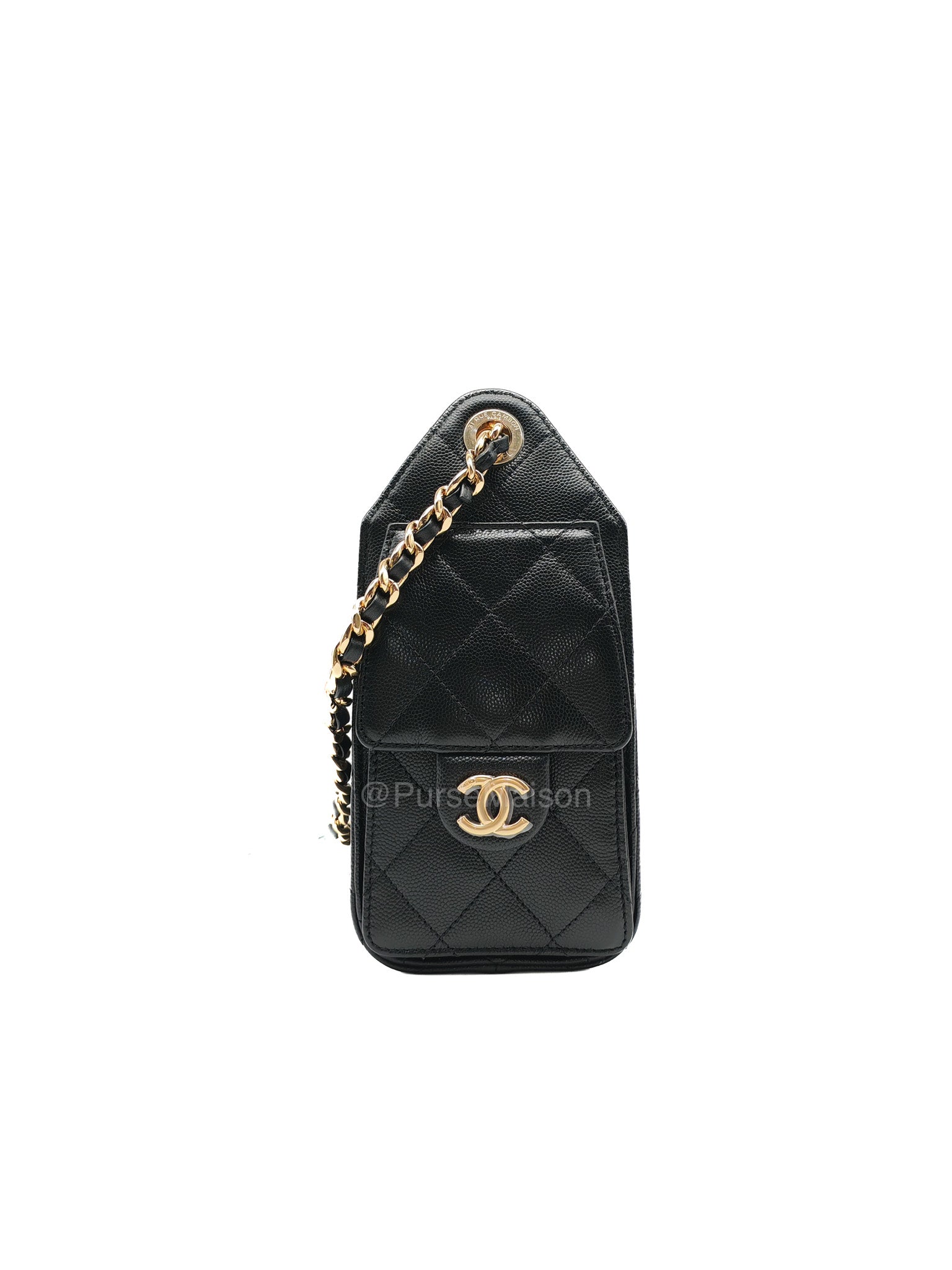 Chanel 25 Mini in Black Caviar Leather and Shiny Gold Hardware (Microchip)