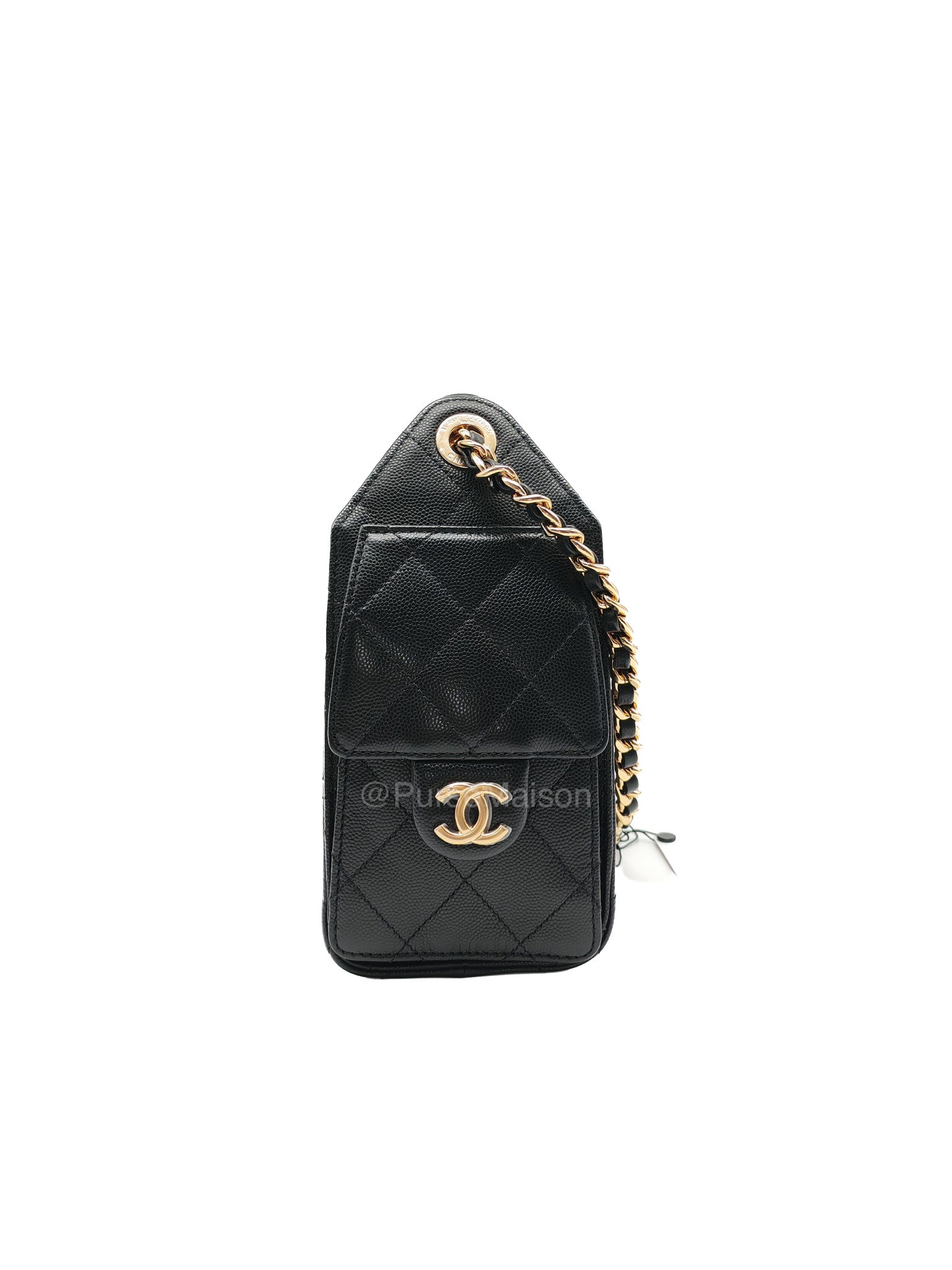 Chanel 25 Mini in Black Caviar Leather and Shiny Gold Hardware (Microchip)