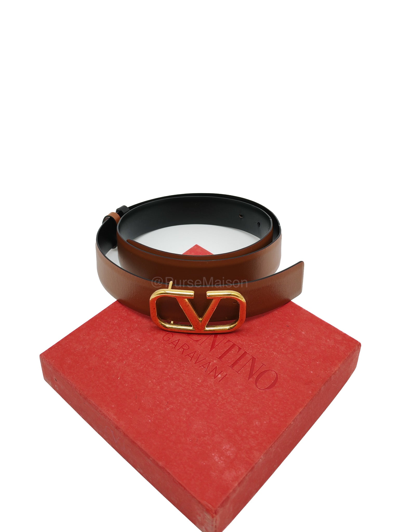 Valentino Garavani Reversible VLogo Signature Belt in Brown/Black