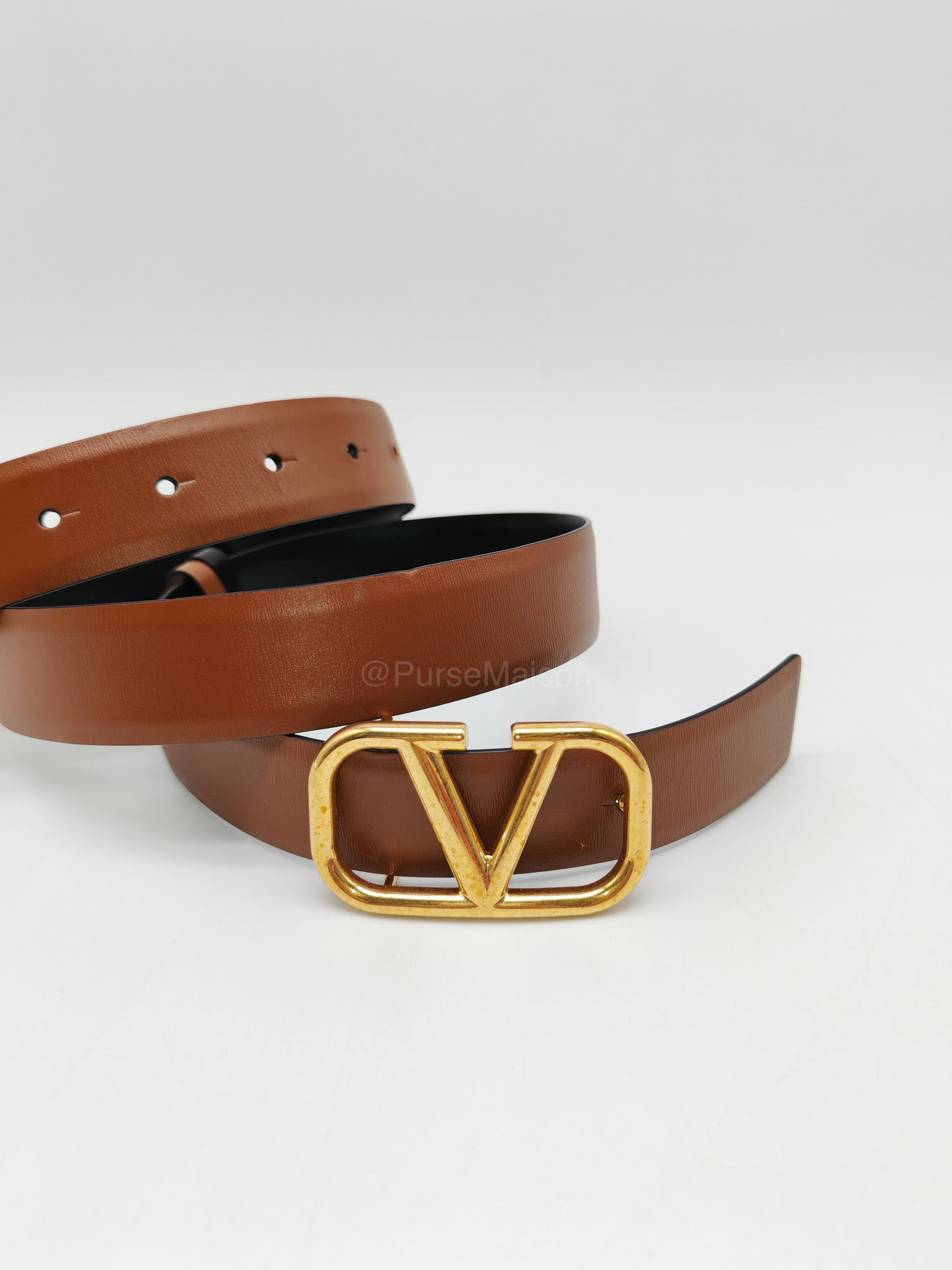 Valentino Garavani Reversible VLogo Signature Belt in Brown/Black