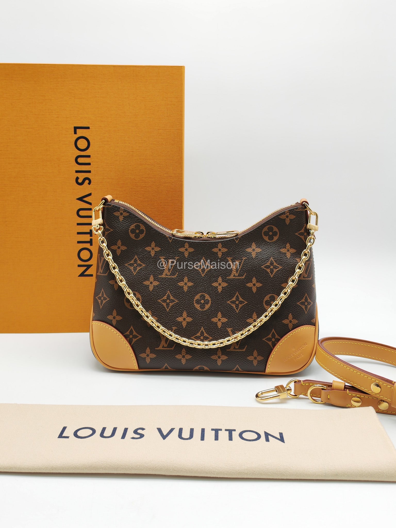 Louis Vuitton Boulogne PM Handbag in Monogram Canvas and Gold Hardware Microchip