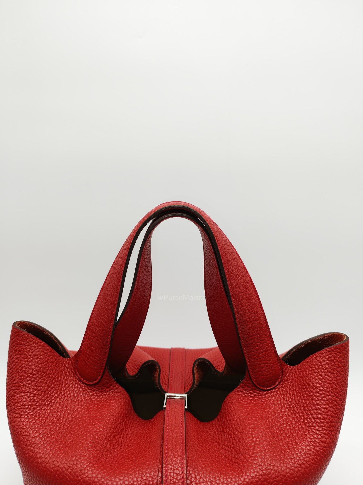 Hermes Picotin Lock 22 in Rouge Casaque Clemence Leather Palladium Hardware Stamp X (2016)