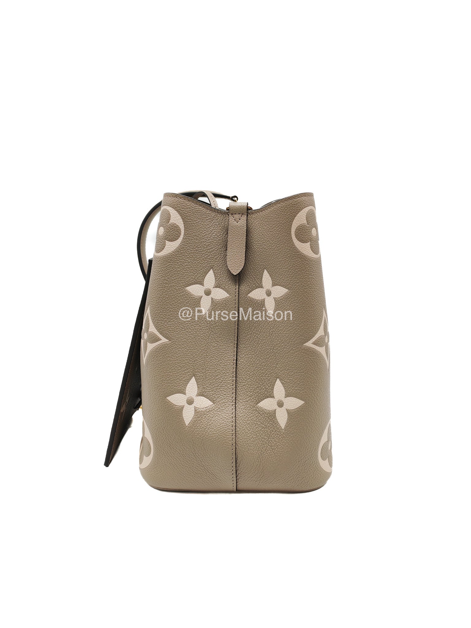 Louis Vuitton Neo Noe MM in Bicolor Monogram Tourterelle Empreinte Leather (Microchip)