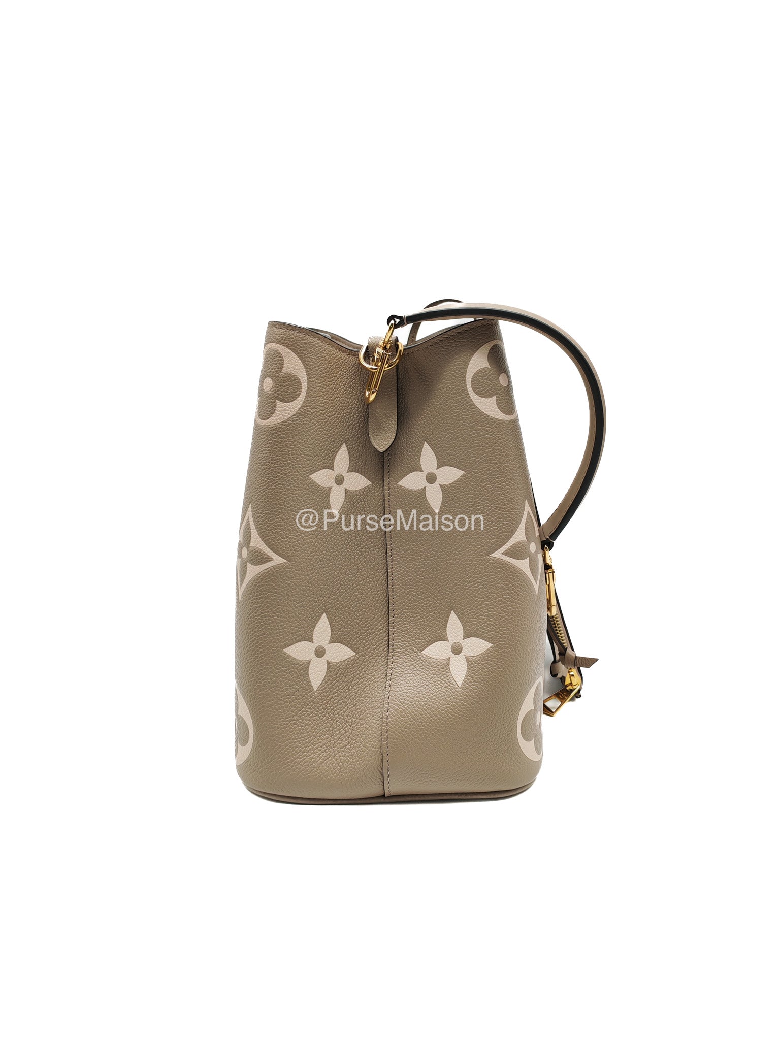 Louis Vuitton Neo Noe MM in Bicolor Monogram Tourterelle Empreinte Leather (Microchip)