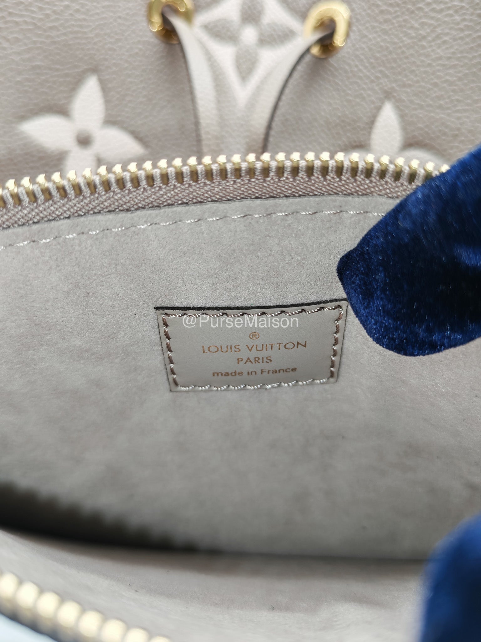 Louis Vuitton Neo Noe MM in Bicolor Monogram Tourterelle Empreinte Leather (Microchip)