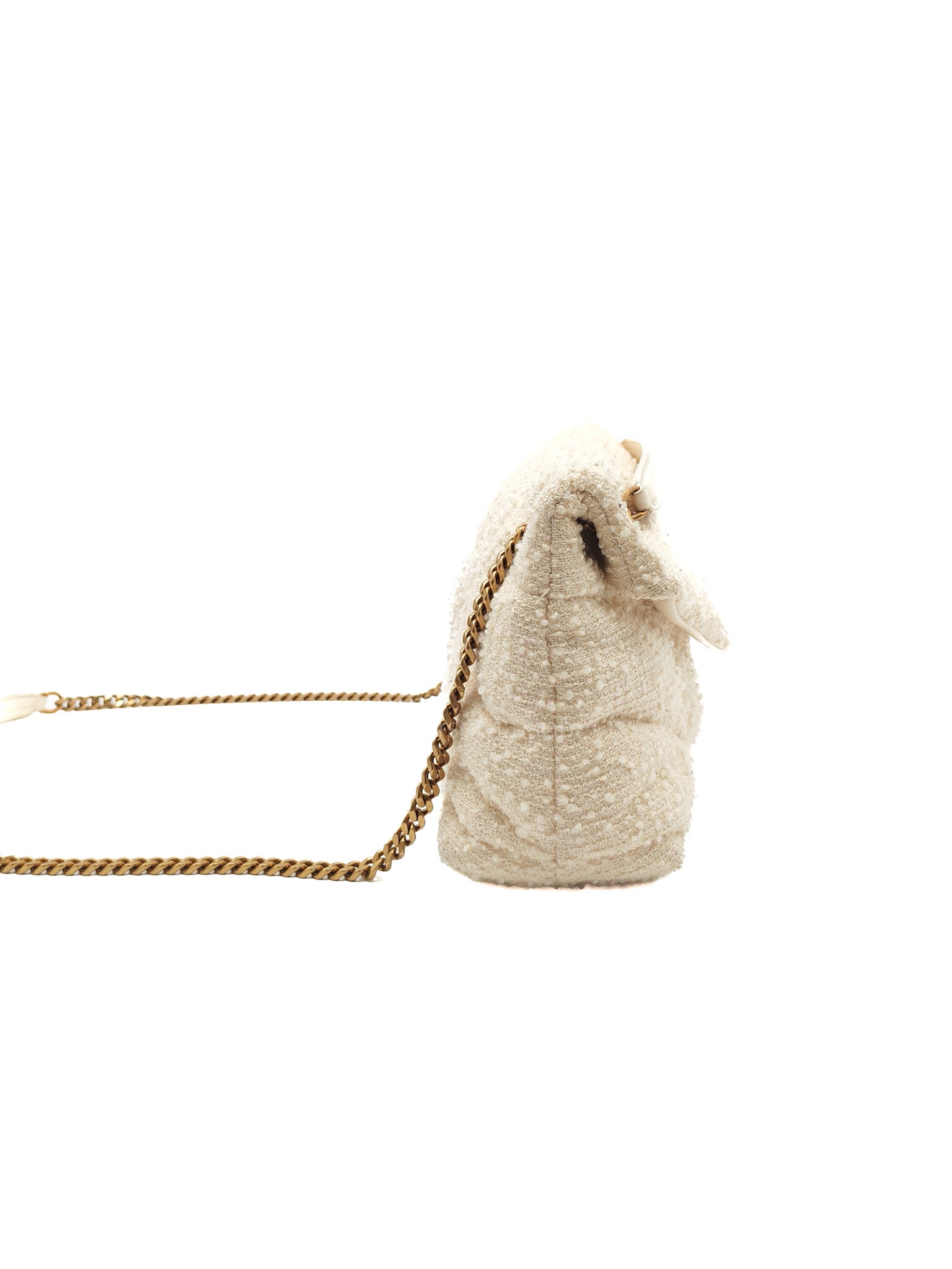 Loulou Puffer Bag Medium in Boucle Tweed Canvas & Gold Hardware