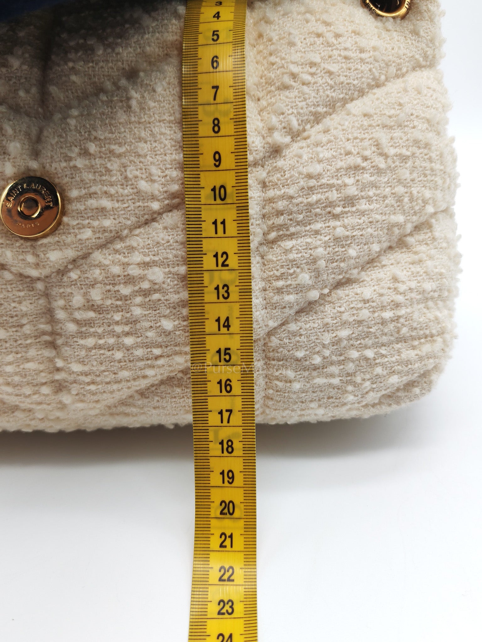 Loulou Puffer Bag Medium in Boucle Tweed Canvas & Gold Hardware