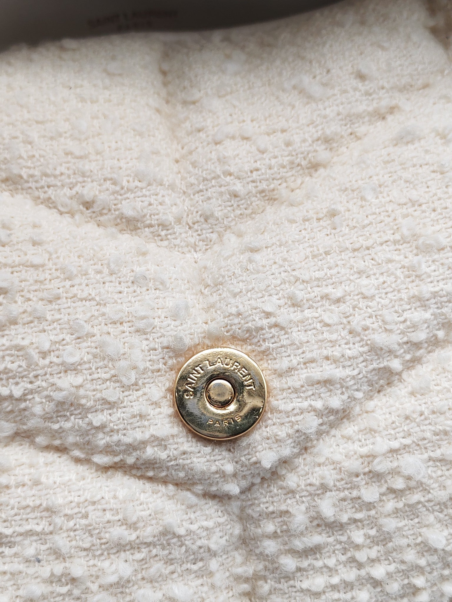 Loulou Puffer Bag Medium in Boucle Tweed Canvas & Gold Hardware