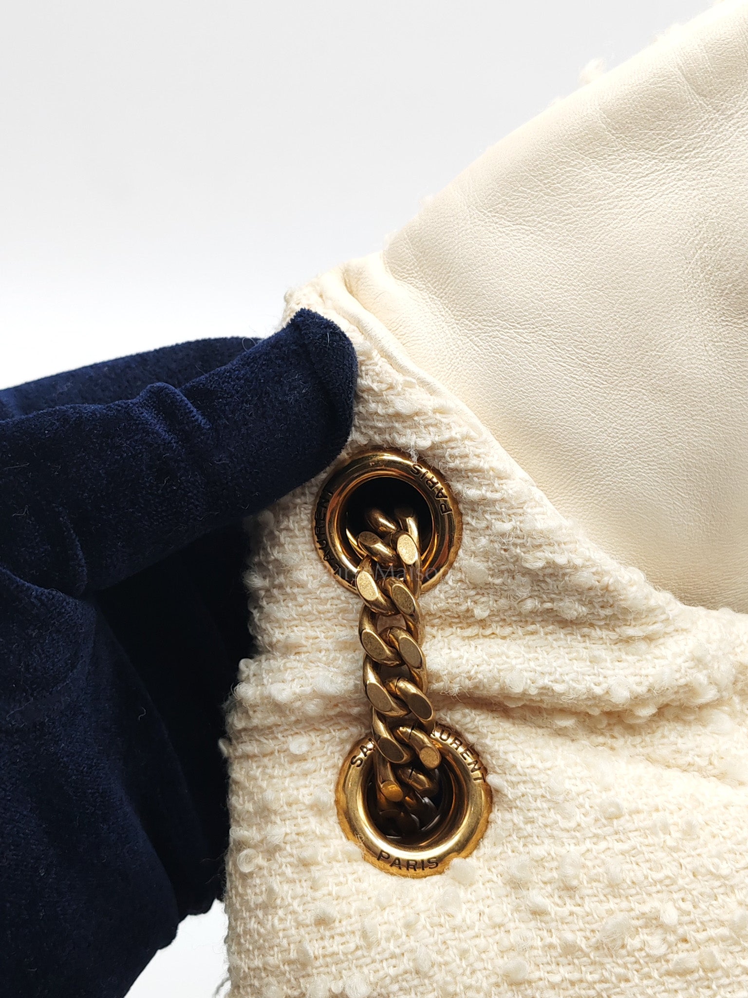 Loulou Puffer Bag Medium in Boucle Tweed Canvas & Gold Hardware