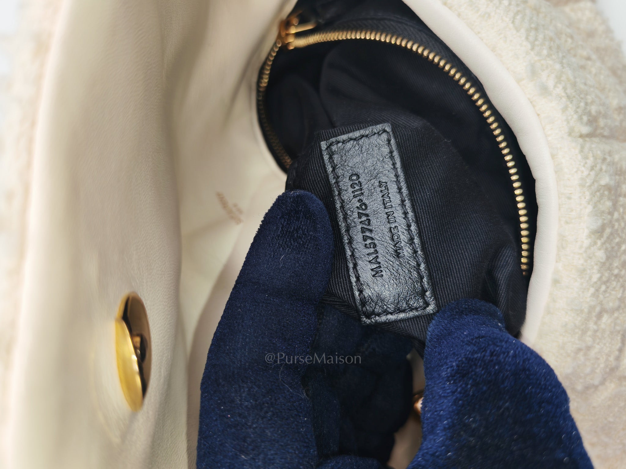 Loulou Puffer Bag Medium in Boucle Tweed Canvas & Gold Hardware