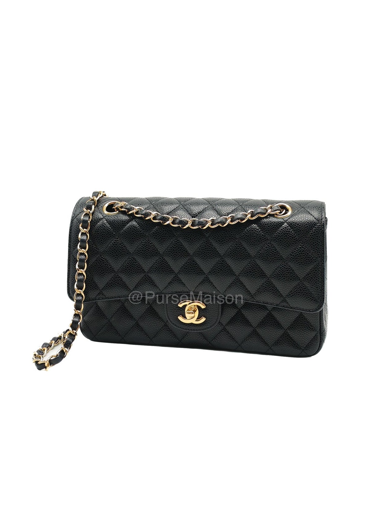 Chanel Classic Double Flap Medium in Black Caviar Leather and Gold Hardware Series 28