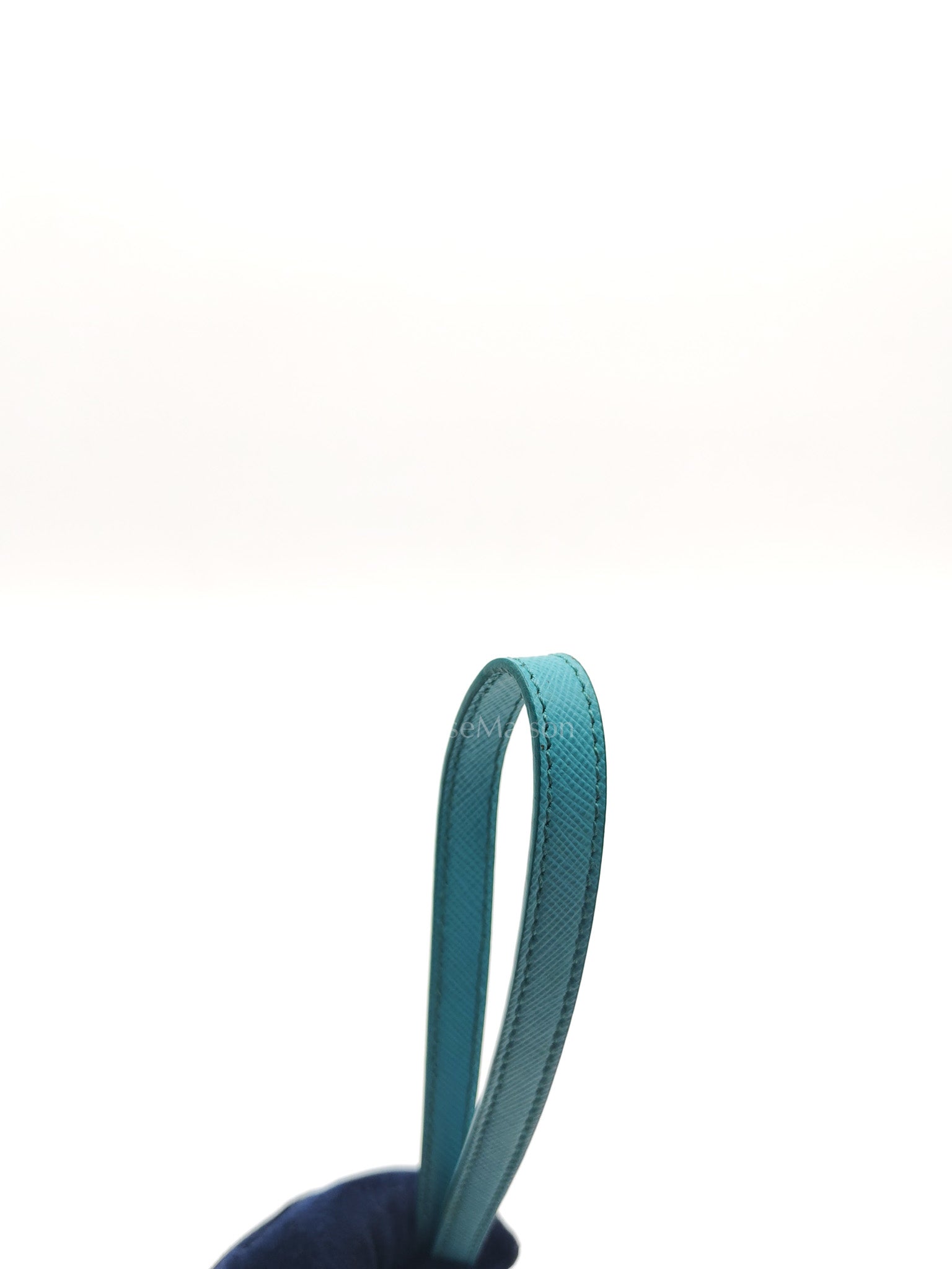 Accessory Pouch in Marine Blue Saffiano Leather & Gold Hardware