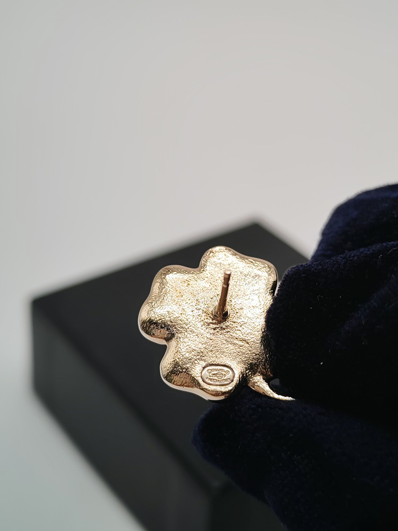 Chanel White Enamel Four-Leaf Clover CC Earrings