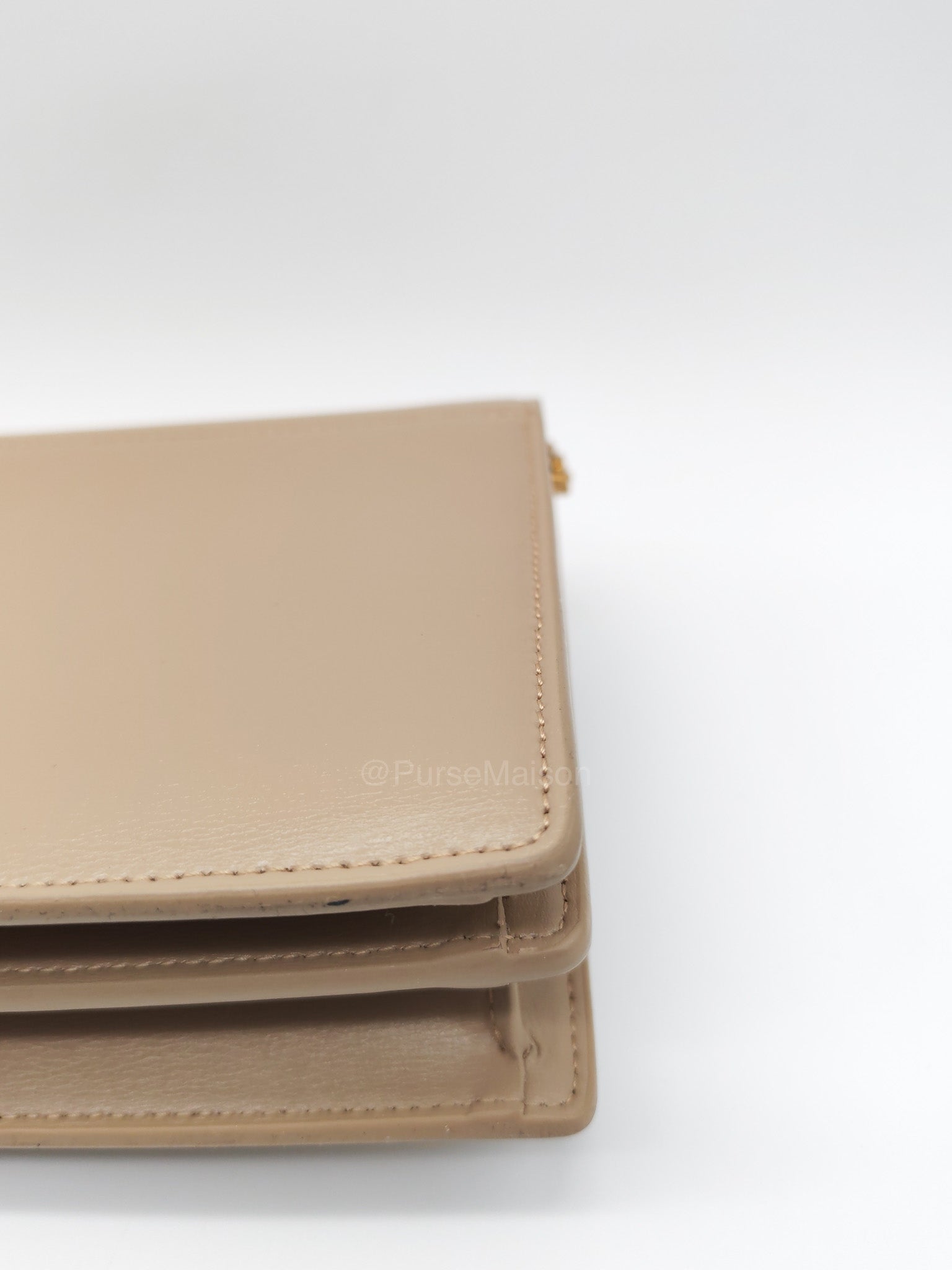 Yves Saint Laurent Sunset Medium in Dark Beige Calfskin Leather and Gold Hardware