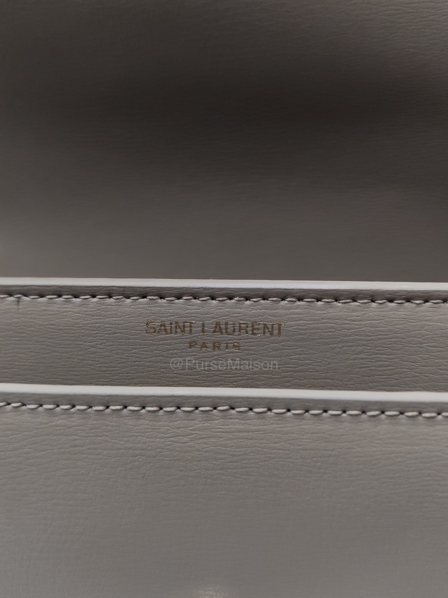 Yves Saint Laurent Sunset Medium in Dark Beige Calfskin Leather and Gold Hardware