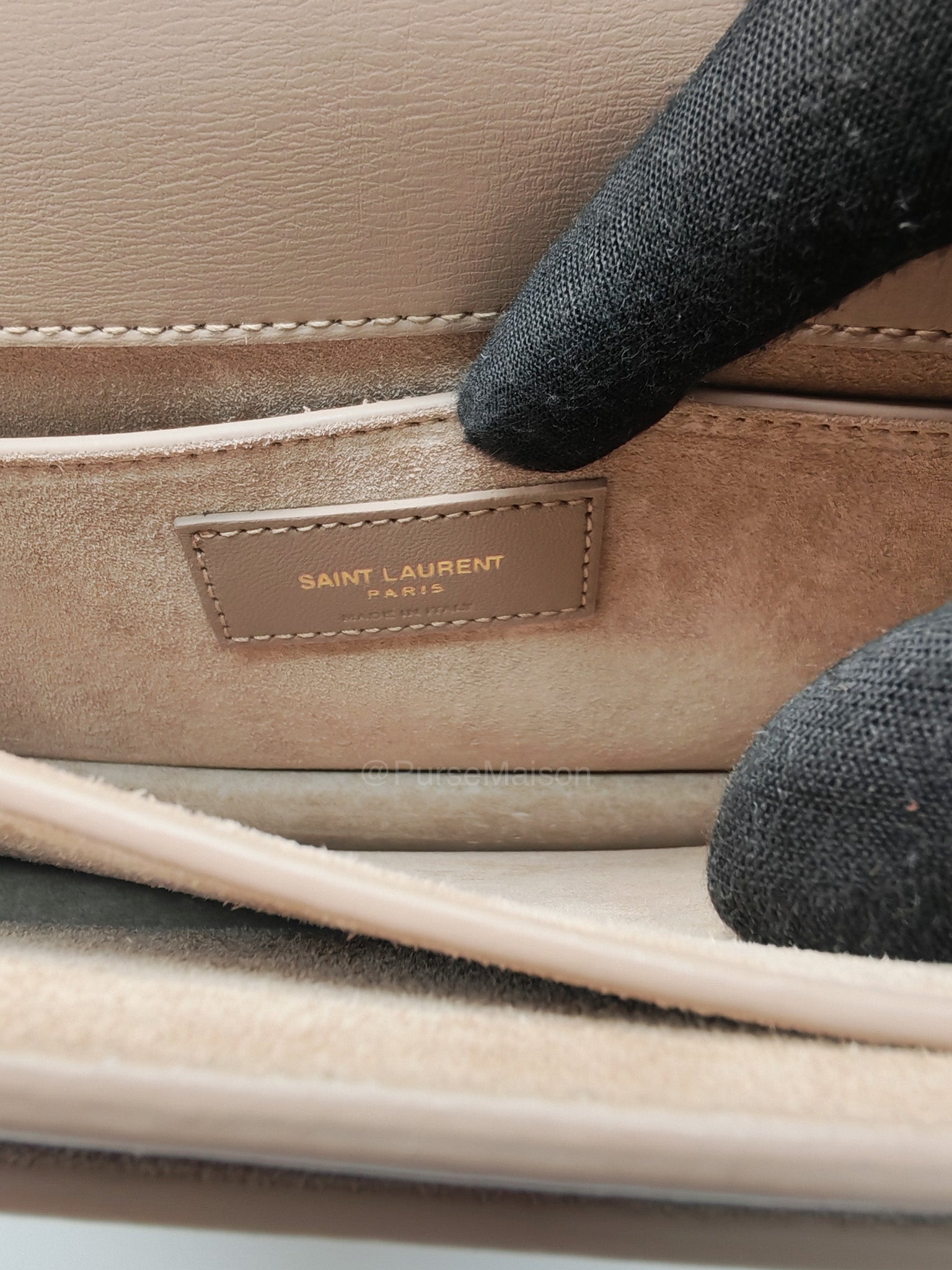 Yves Saint Laurent Sunset Medium in Dark Beige Calfskin Leather and Gold Hardware