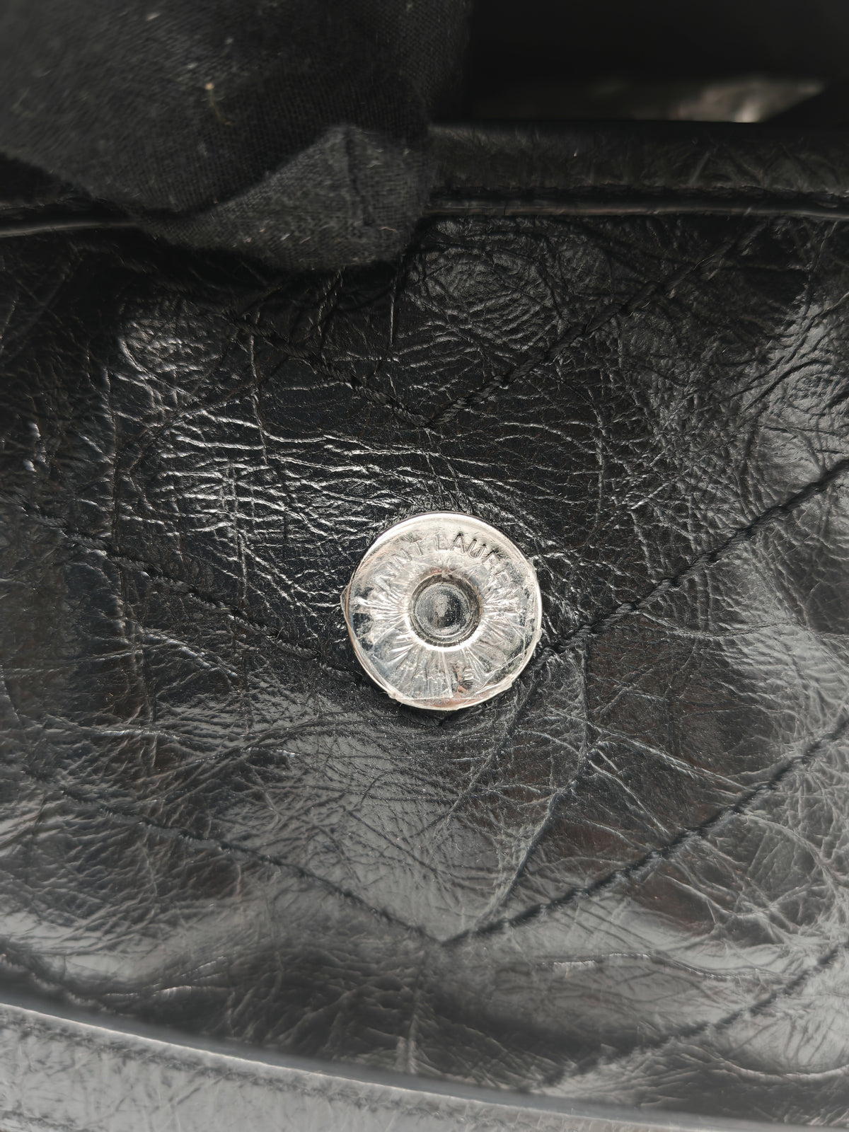 Yves Saint Laurent Niki Shoulder Bag Medium in Black Quilted Crinkled Calfskin Leather and Mixed Hardware