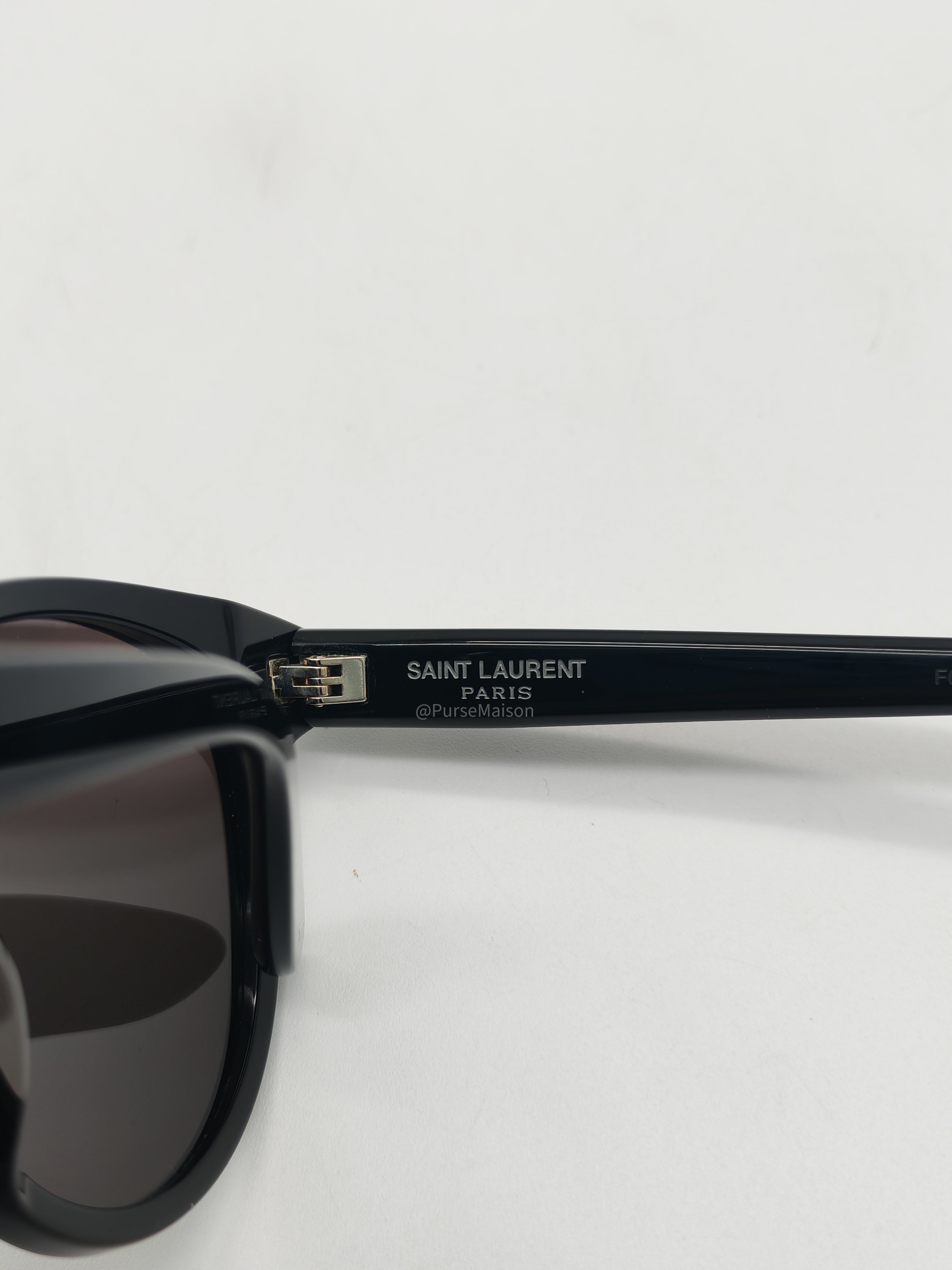 Yves Saint Laurent Black Round Acetate Frame Sunglasses