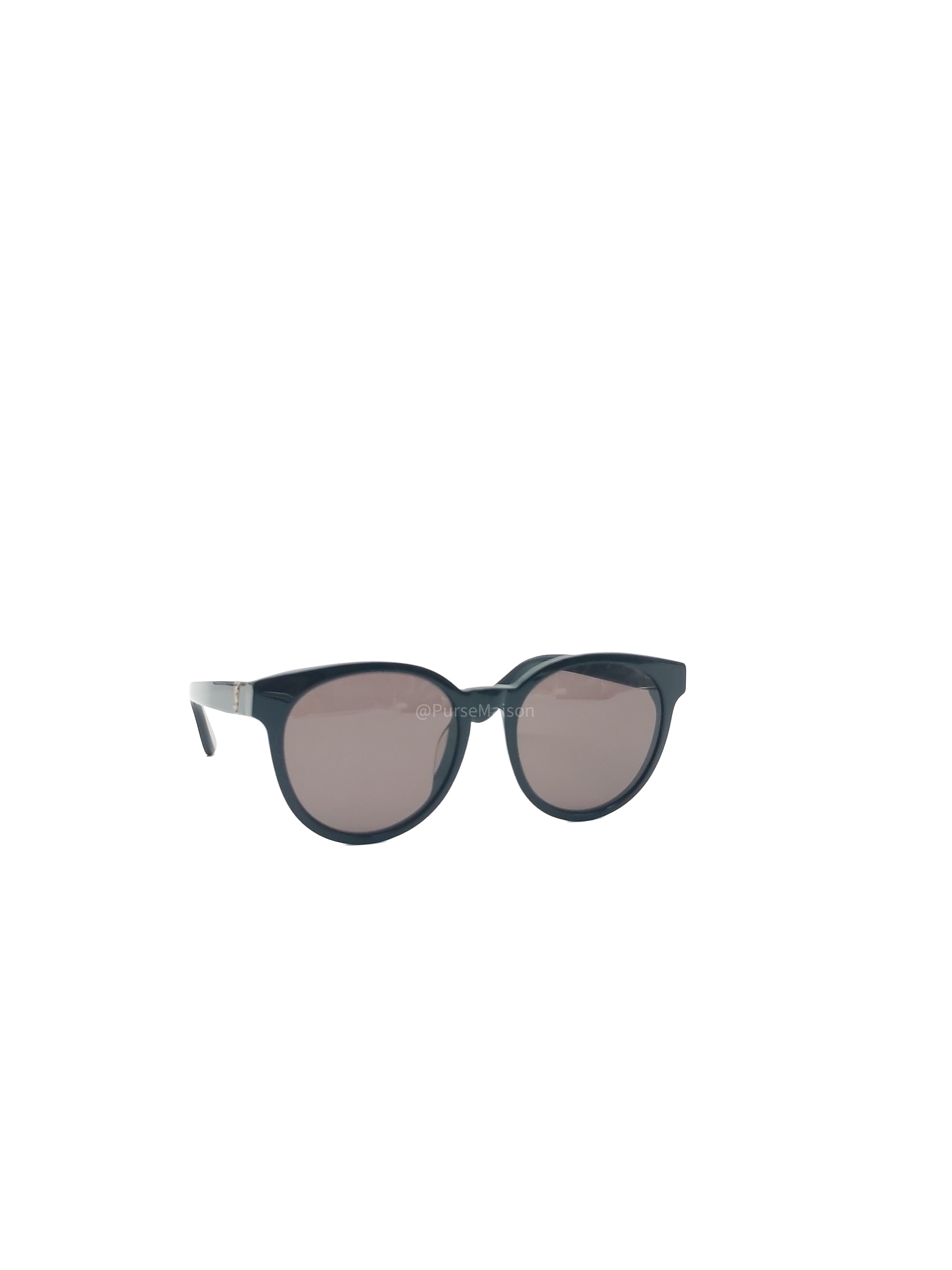 Yves Saint Laurent Black Round Acetate Frame Sunglasses