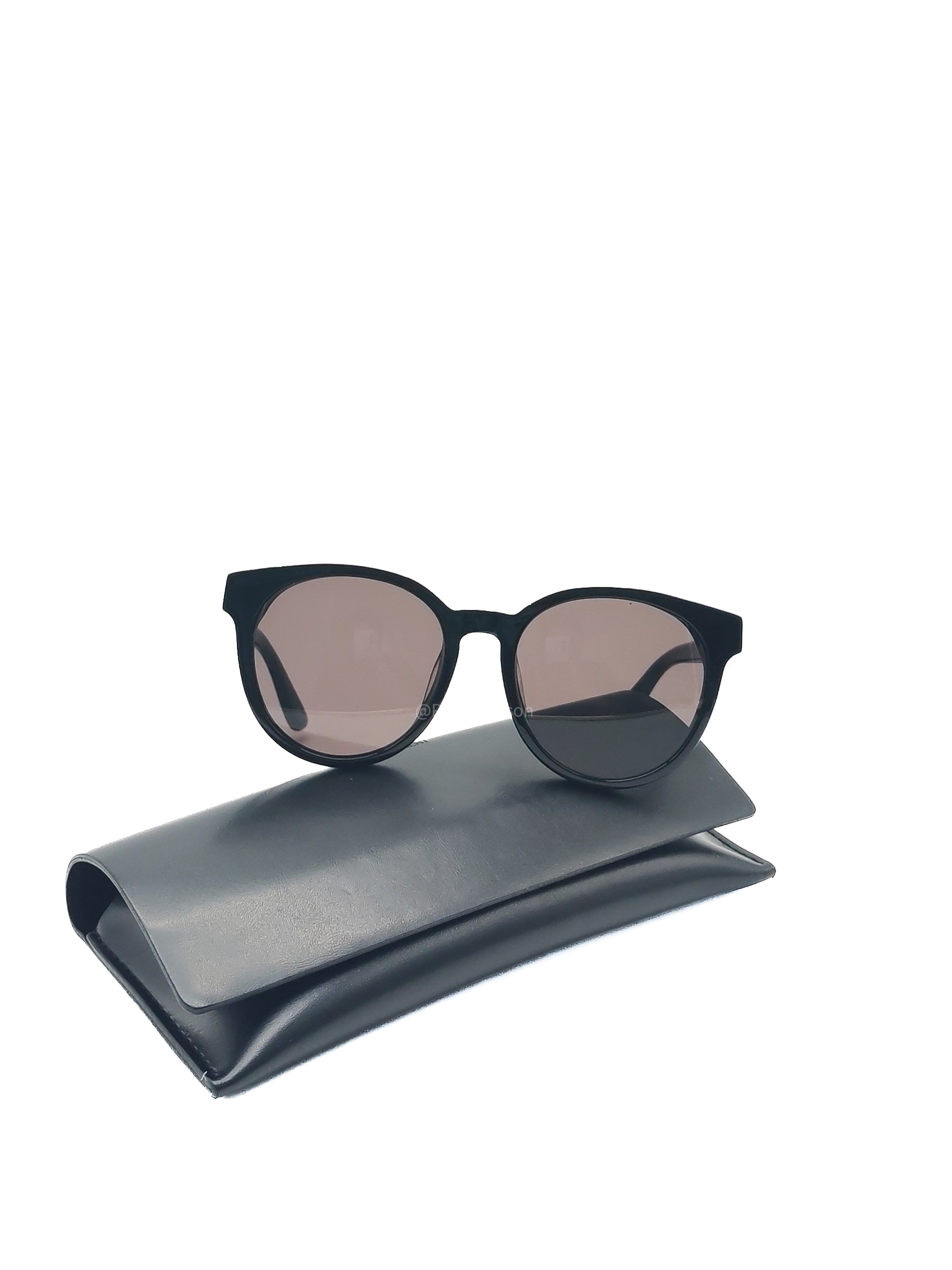 Yves Saint Laurent Black Round Acetate Frame Sunglasses